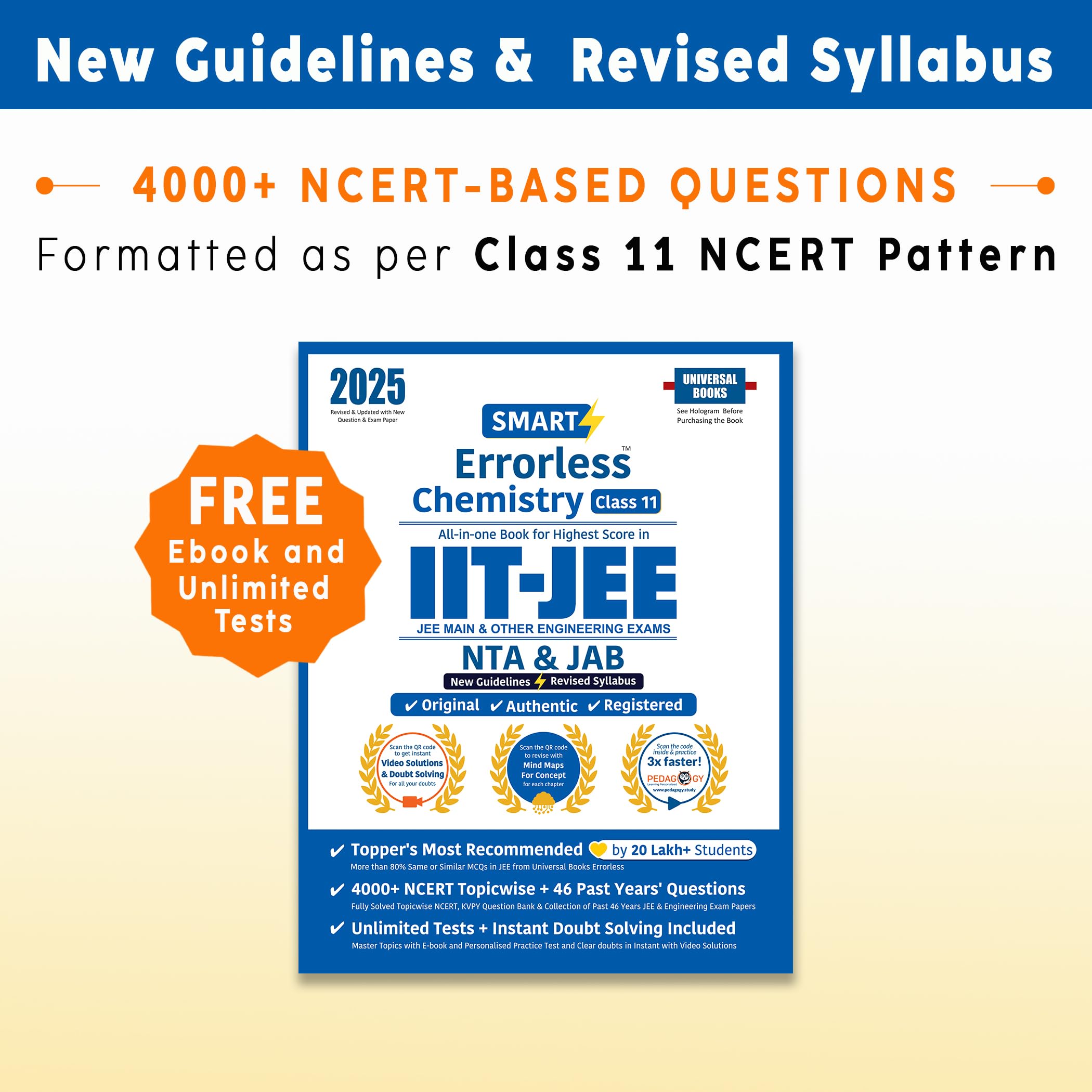 Smart Errorless Chemistry JEE(Main and Advanced) Class 11 (2025)  NCERT Based | 4000+ NCERT & New Pattern Questions | 46 Past Y
