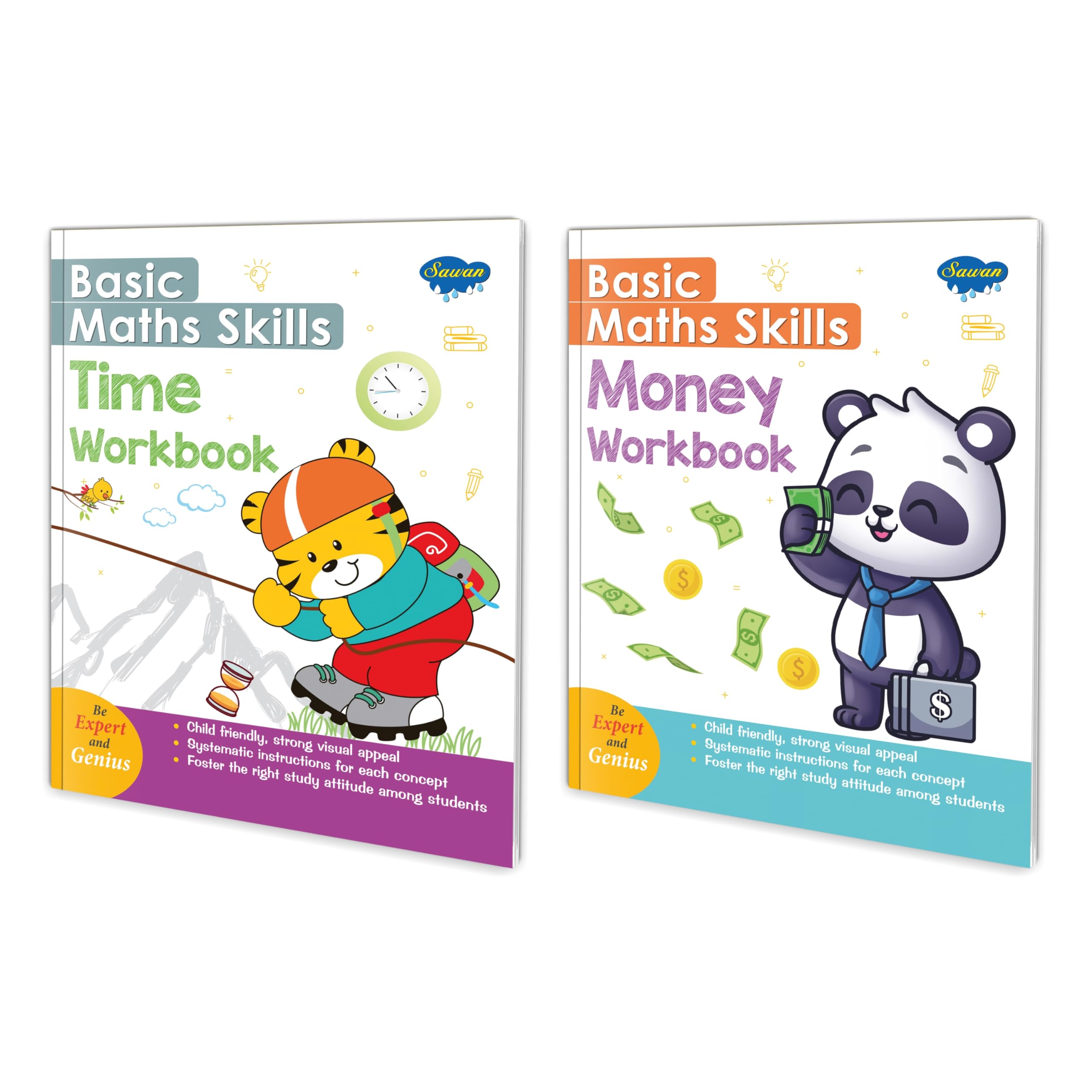 Basic maths skills workbook | set of 2 books | Time , Money | Math Moments: Time and Money Marvels