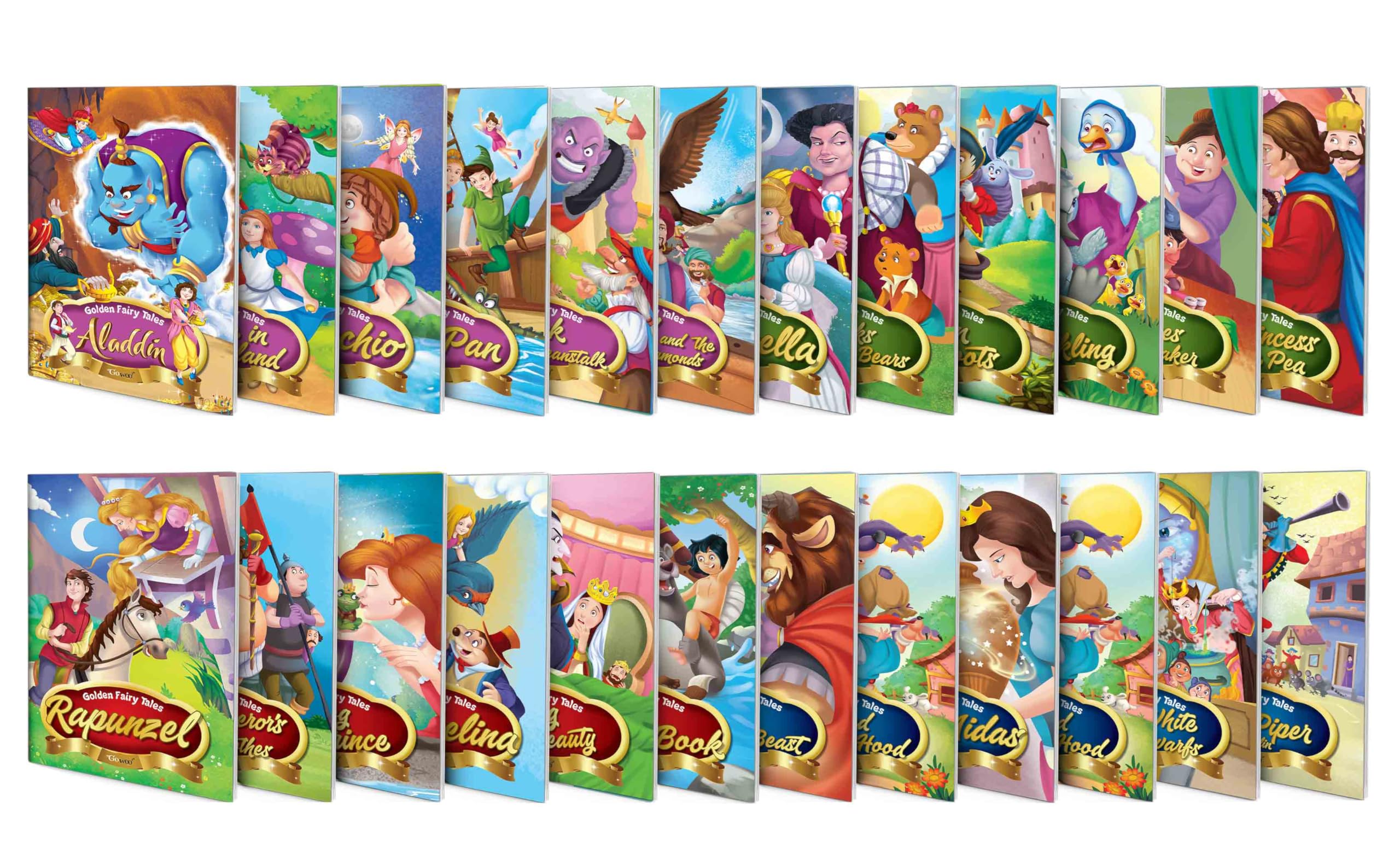 Pack of 24 Classic Tales, Favourite & Fairy Tales Story Books : Snow White and the Seven Dwarfs, The Jungle Book, Pinocchio and 