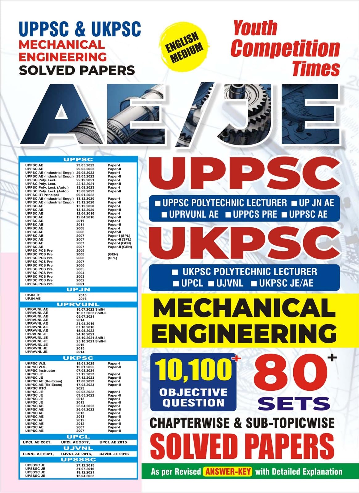 AE / JE UPPSC UKPSC Mechanical Engineering 80 Sets Solved Papers English Medium 2025