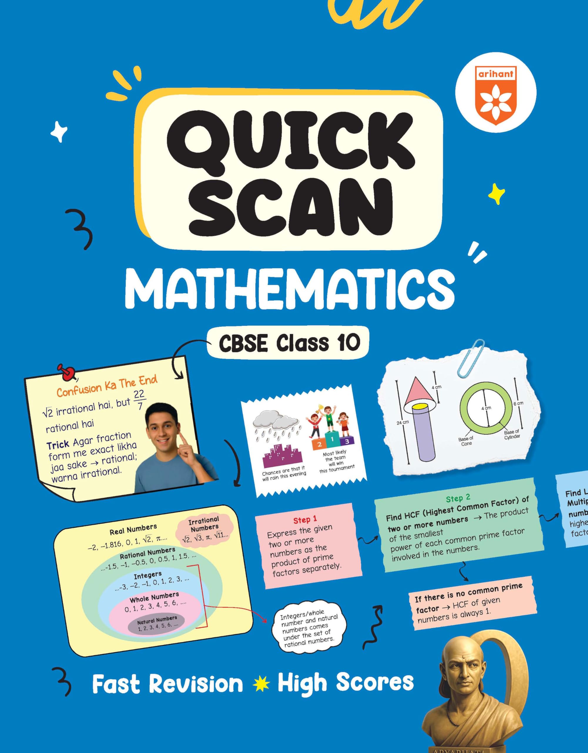 Arihant Quick Scan Mathematics | Cbse Class 10 | Fast Revision Notes For High Scores | Ncert Theory, Handwritten Notes, Flow Cha