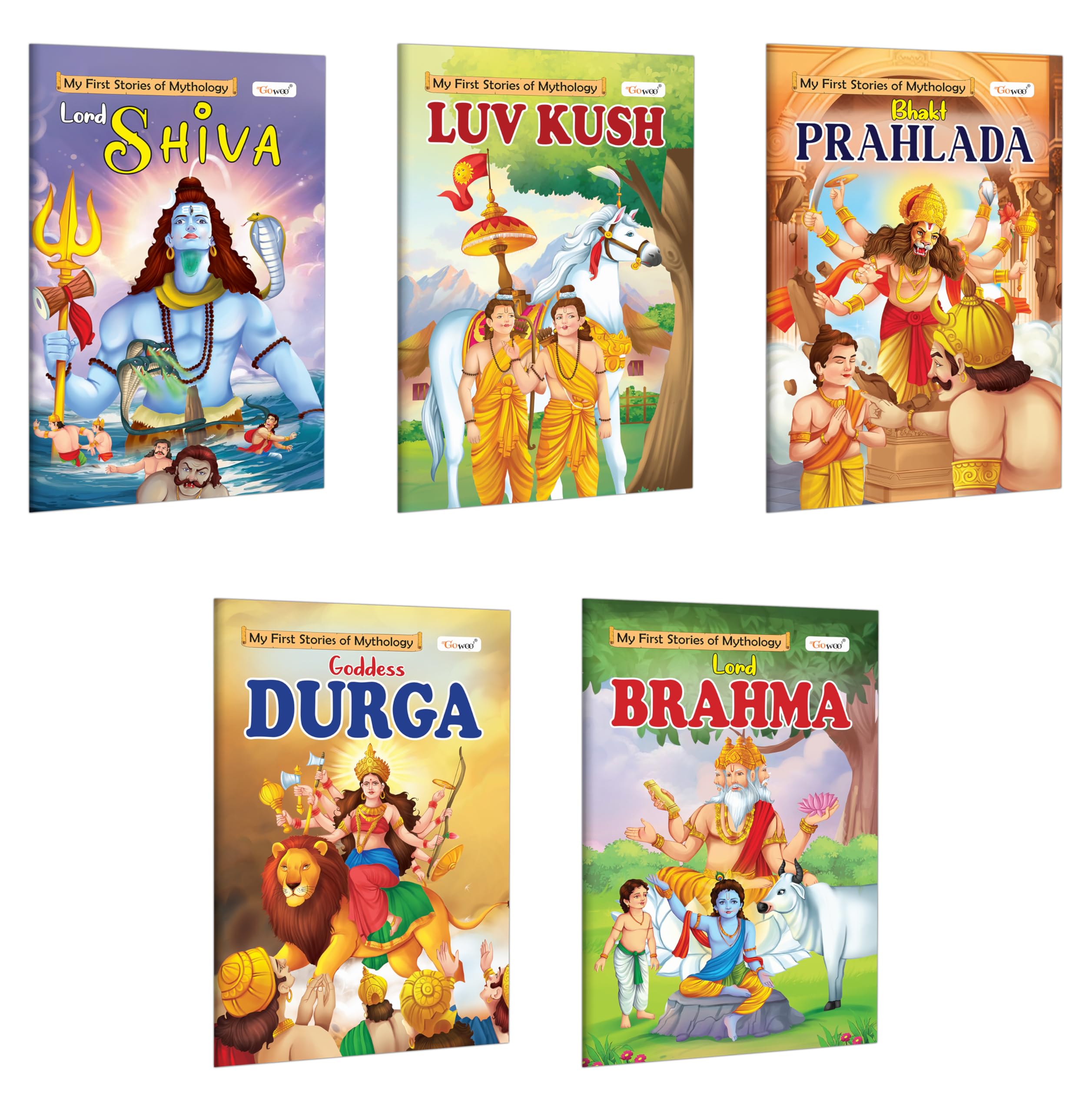 Mythology adventure for kids : Brahma, Durga, Luvkush, Prahlad and Shiva  Childrens storybook, Toddler mythology books, Pictu
