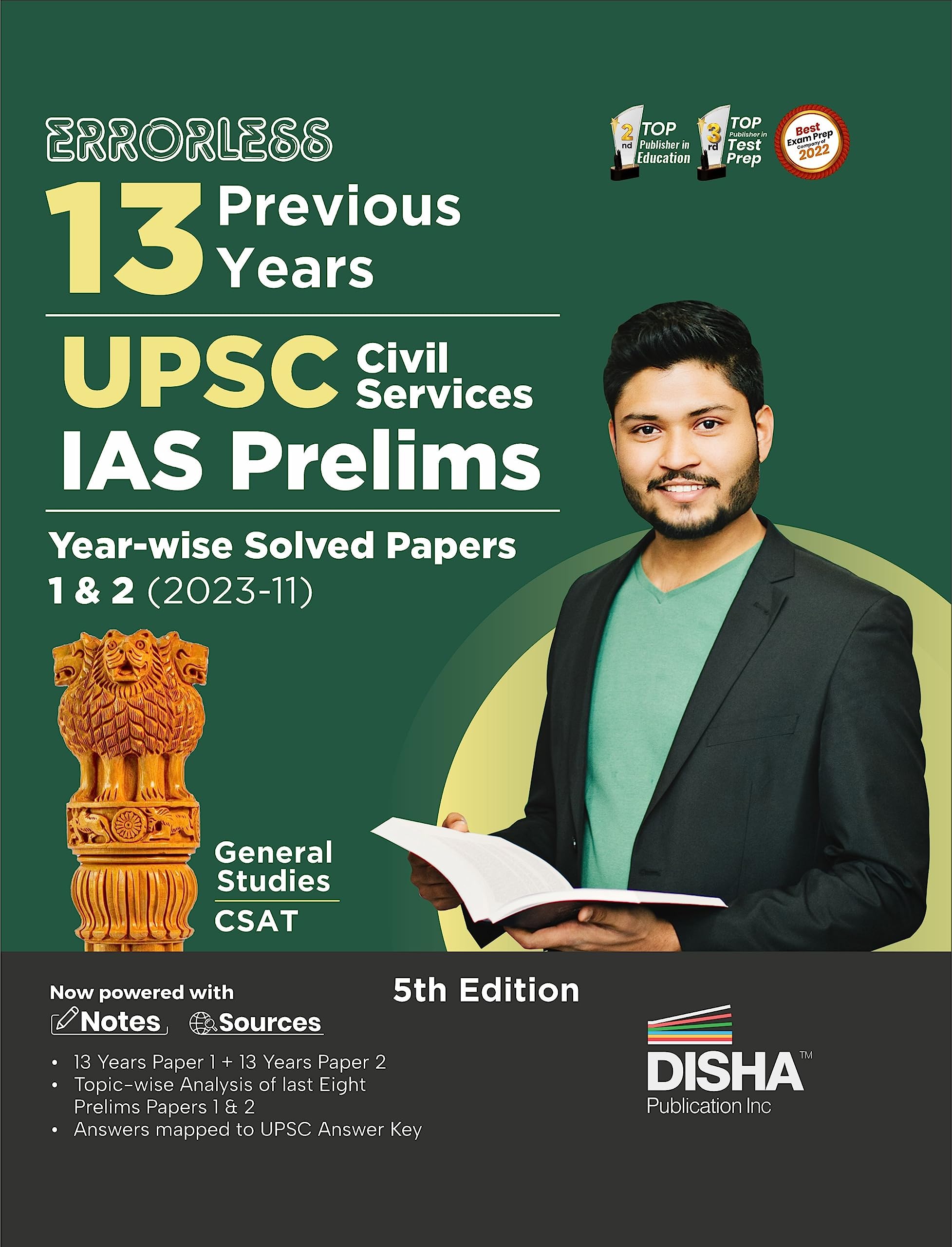 Errorless 13 Previous Years UPSC Civil Services IAS Prelims Yearwise Solved Papers 1 & 2 (2023  11) 5th Edition | PYQs Questio