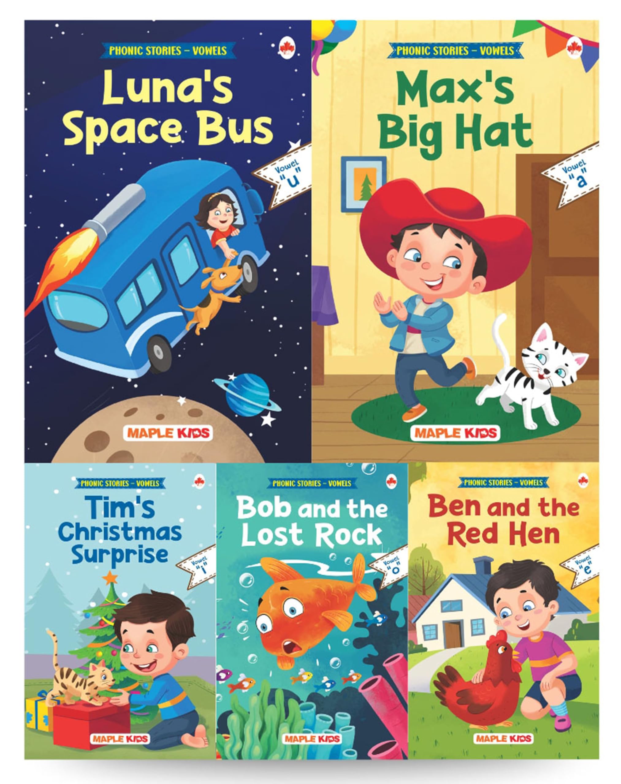 Story Books for Kids  Phonic Reader  Vowels (Set of 5 Books) (Illustrated)  Vowels phonics Books for Early Readers  Vowels S
