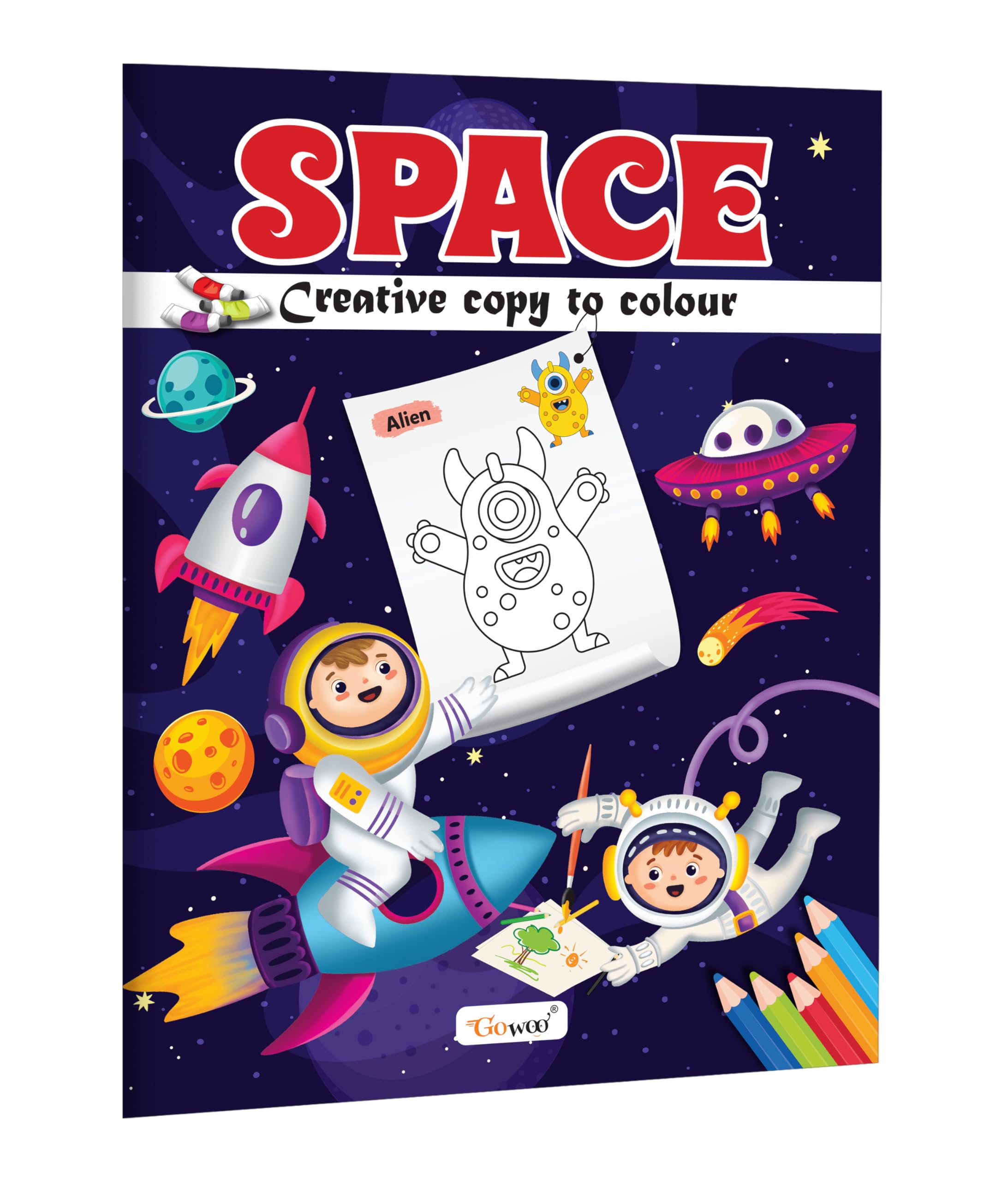 SpaceCreative Copy to Colour : Kids First Learning Activities, Fun Learning and Coloring Book for Children, Preschool Coloring 