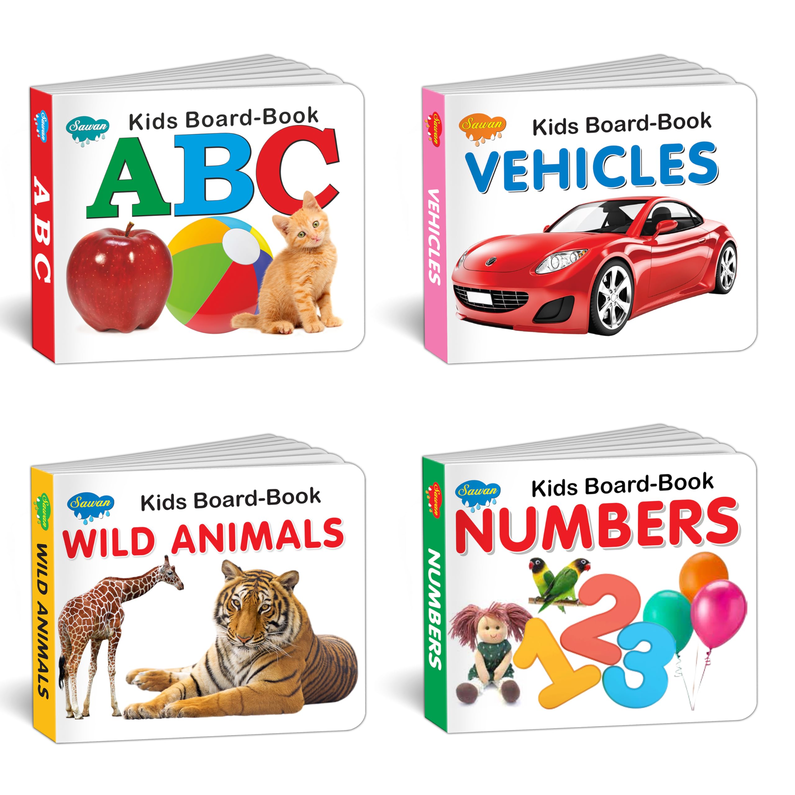 Early Learning Little Library Kids Prenursery to Primary Children Baby Books Set For 1 Year Old to 3 Year Old , Set of 4 Books 