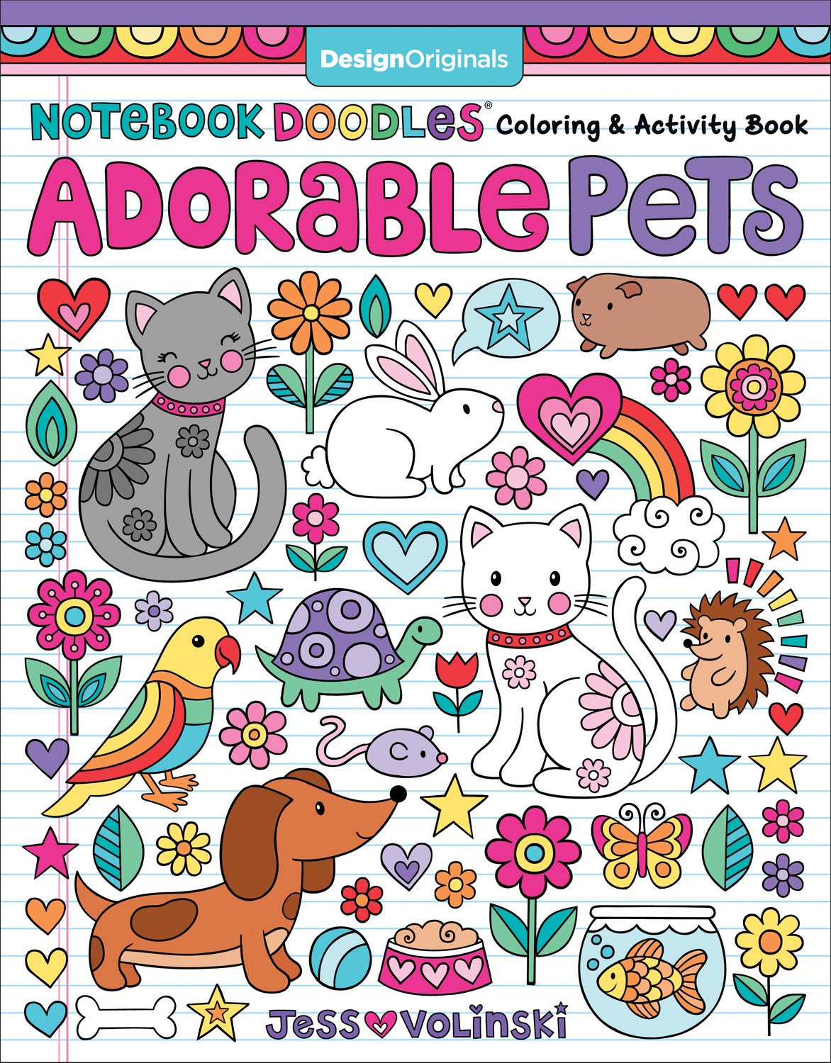 Notebook Doodles Adorable Pets: Coloring & Activity Book (Design Originals) 32 Dazzling Designs from Dogs & Cats to Hedgehogs & 