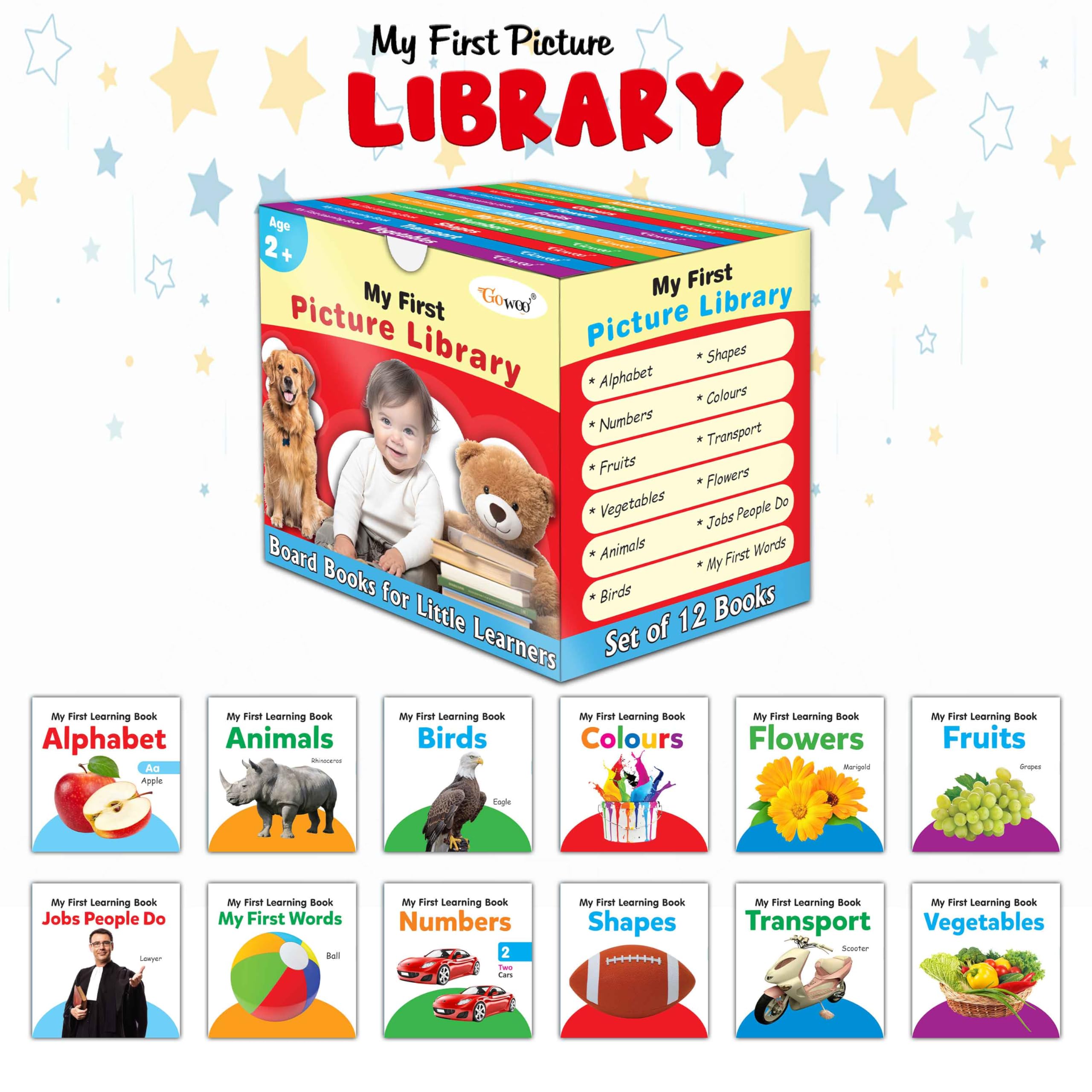 My First Picture Library Box Of 12 (PreSchool Books) | Gift Set For Kids in Red