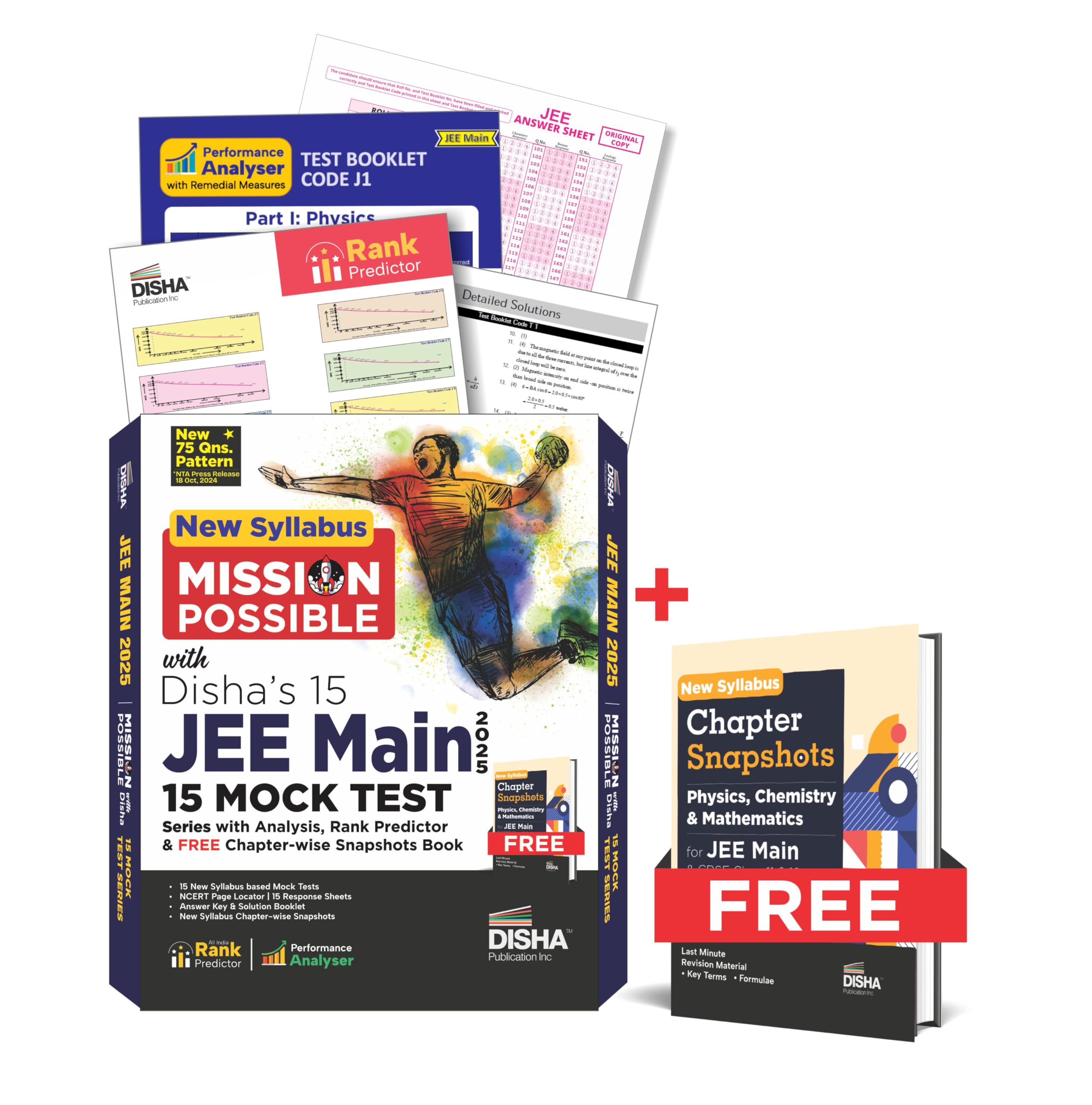 Disha New Pattern/ Syllabus With Disha Mission Possible 15 Jee Main 2025 Test Series Powered With Rankers Analysis, Rank Predict