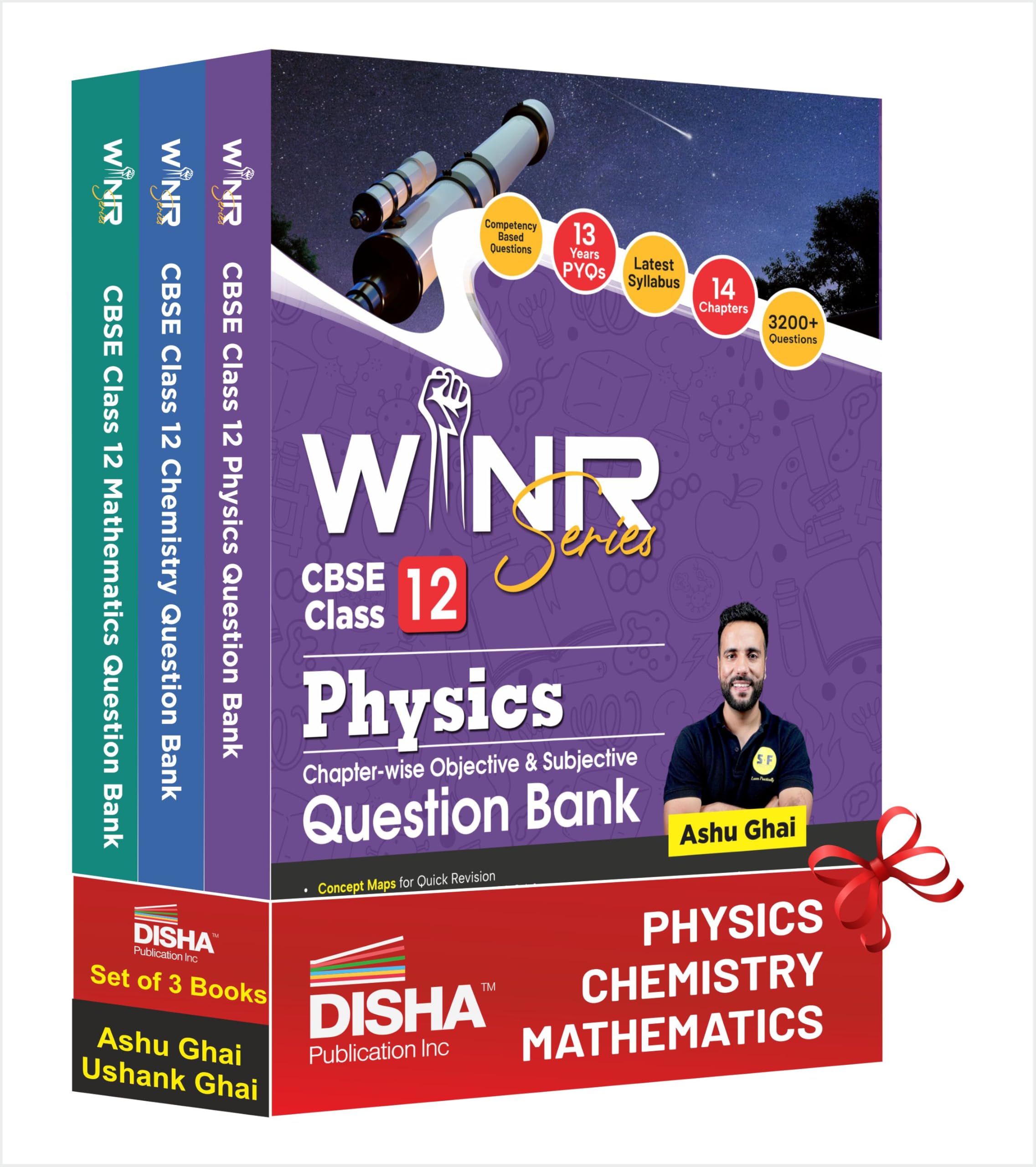 Disha Combo (Set Of 3 Books) Winr Series Cbse Class 12 Physics, Chemistry & Mathematics ChapterWise Objective & Subjective Ques