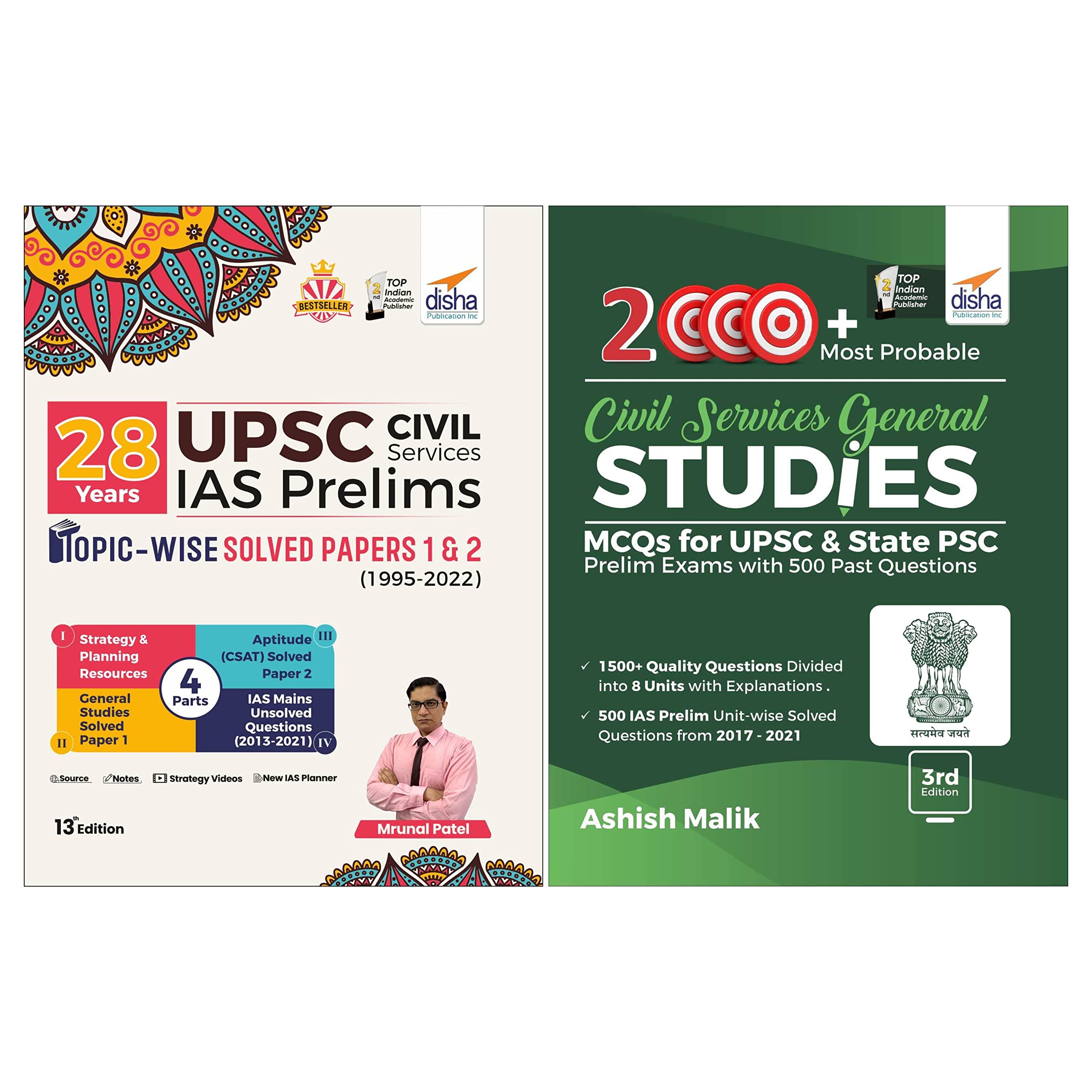 Combo 28 Years Upsc Civil Services Ias Prelims TopicWise Solved Papers 1 & 2 (1995  2022) With 2000+ Most Probable General Stu