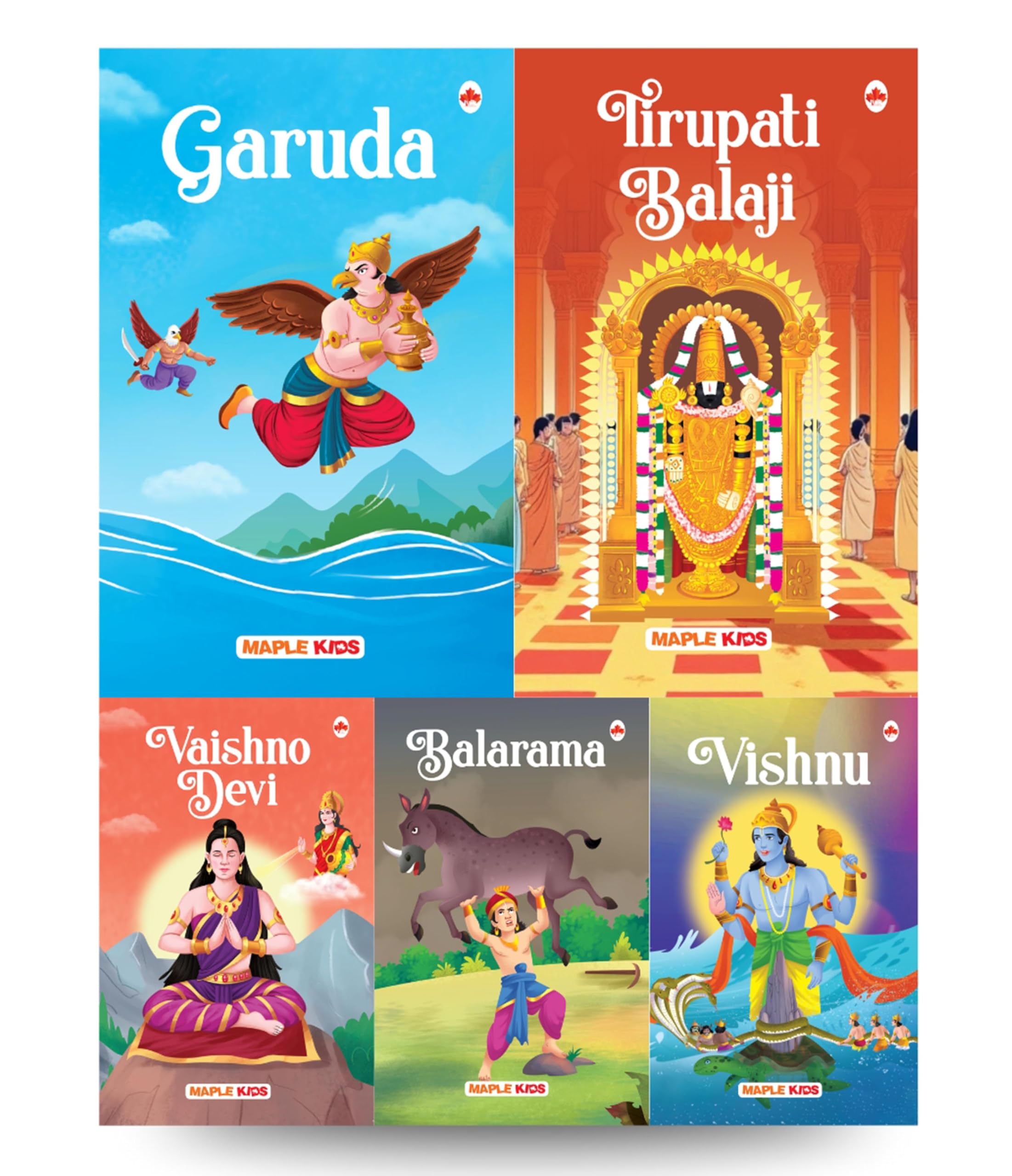 Story Books for Kids (Set of 5 Books)  Balaji, Vishnu, Balarama, Garuda, Vaishno Devi  Mythology Stories for Children  Read A