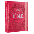 KJV Holy Bible, My Creative Bible, Faux Leather Hardcover  Ribbon Marker, King James Version, Bright Pink w/Elastic Closure (KJ