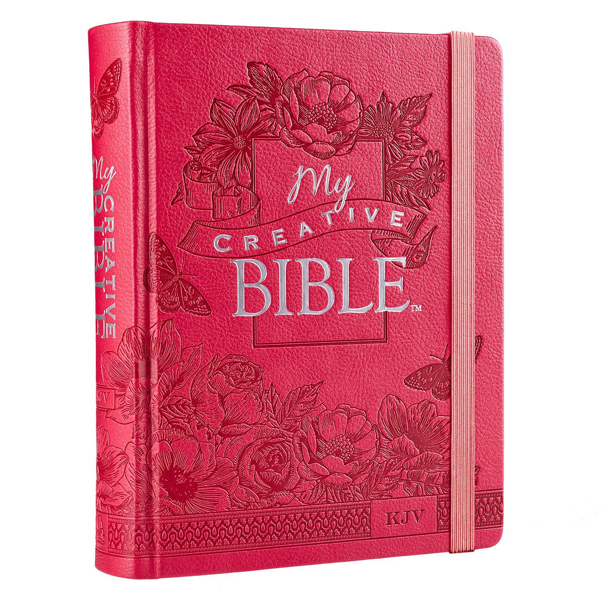 KJV Holy Bible, My Creative Bible, Faux Leather Hardcover  Ribbon Marker, King James Version, Bright Pink w/Elastic Closure (KJ