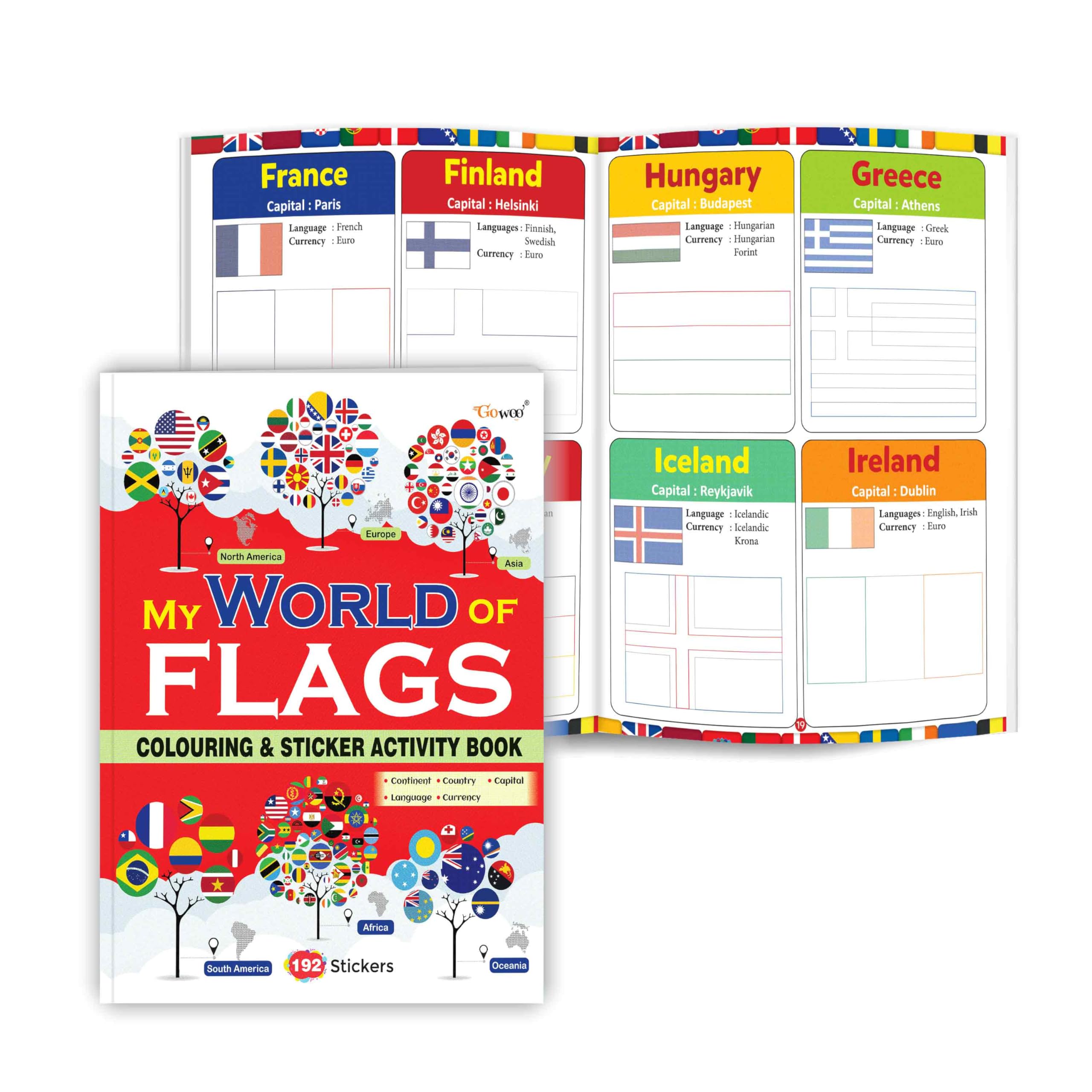 My World of Flags (Sticker Colouring Activity Book) : sticker activity for preschoolers, colourful flag designs and stickers fo