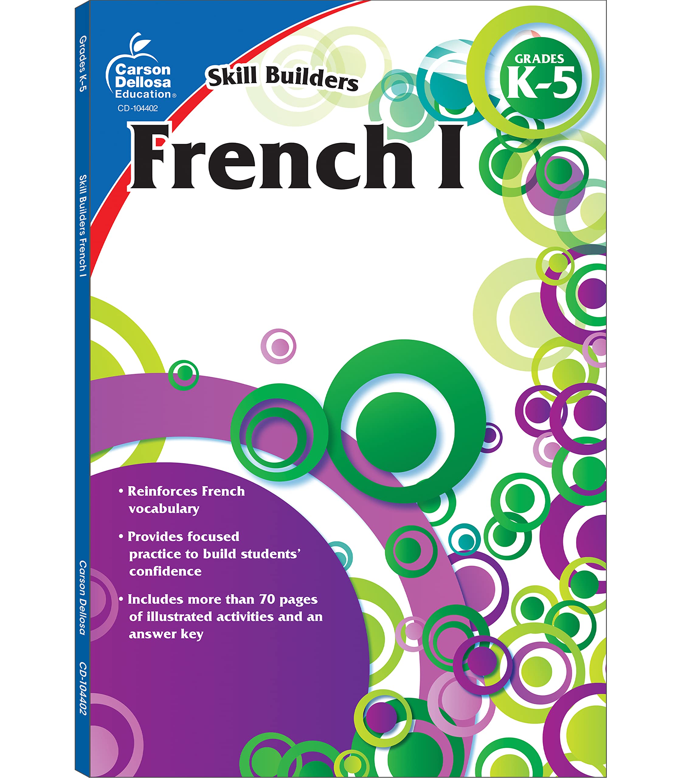 Carson Dellosa Skill Builders K5 French Workbook, Alphabet, Vocabulary, Numbers, Geography, and More, Kindergarten to 5th Grade