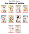 Kids Learning Chart EnglishHindi:Alphabet, Fruits, Vegetables, Animals, Birds, Body Parts,Numbers,Hindi Varnmala,Shapes &Colour