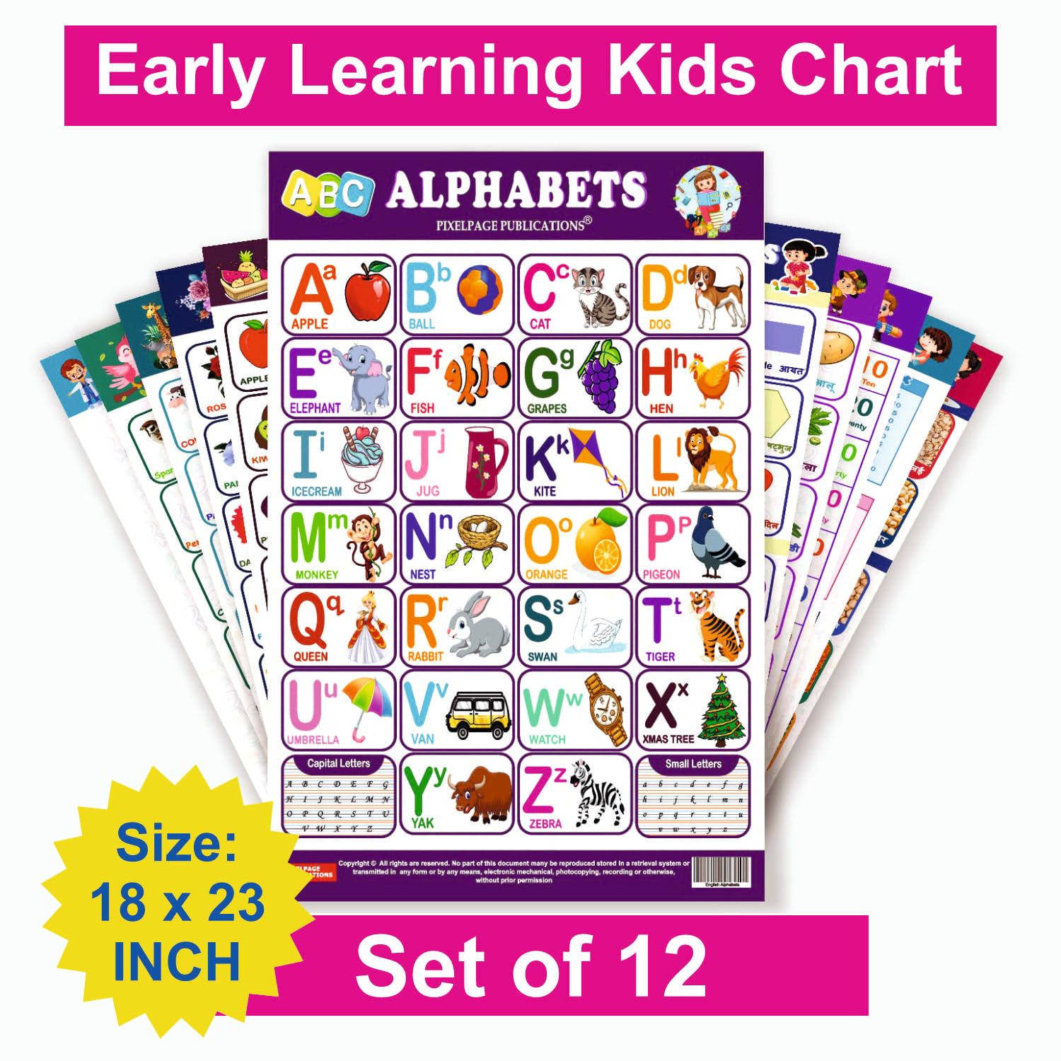 Picture Charts Collection for Early Learning (Set of 12) : Early Educational Charts 18 x 23 Inch