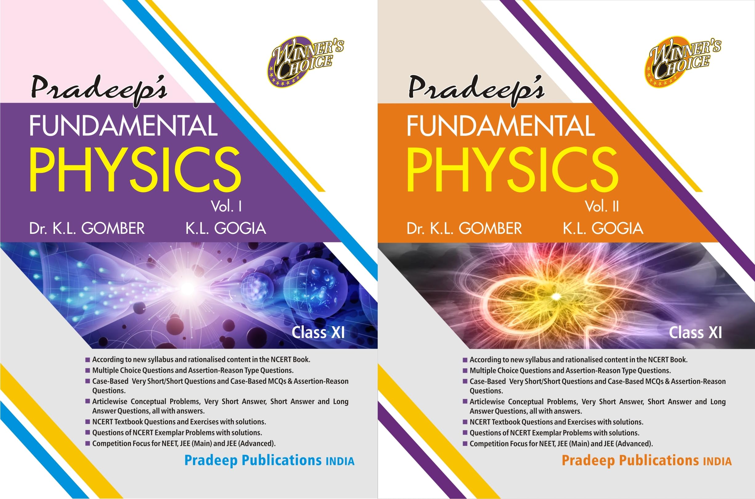 Pradeeps Fundamental Physics for Class 11 (Vol. 1 & 2) Examination 202425