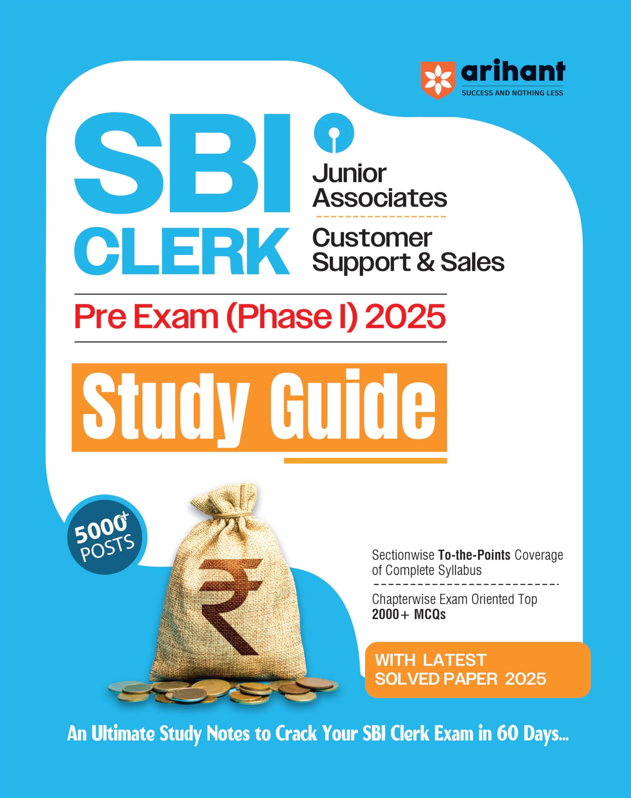 Arihant SBI Clerk Prelims Exam (Phase I) 2025 Study Guide | Junior Associates Customer Support and Sales Book | Complete Syllabu