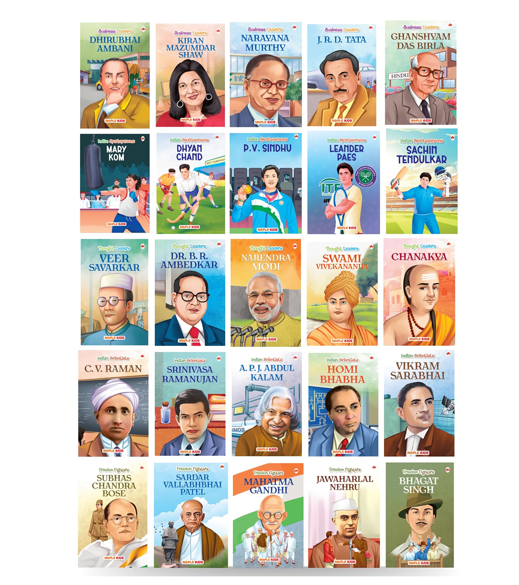 Story Books for Kids  Indian Famous Personalities (Set of 25 Books) (Illustrated)  Scientists  Freedom Fighters  Thought Lea