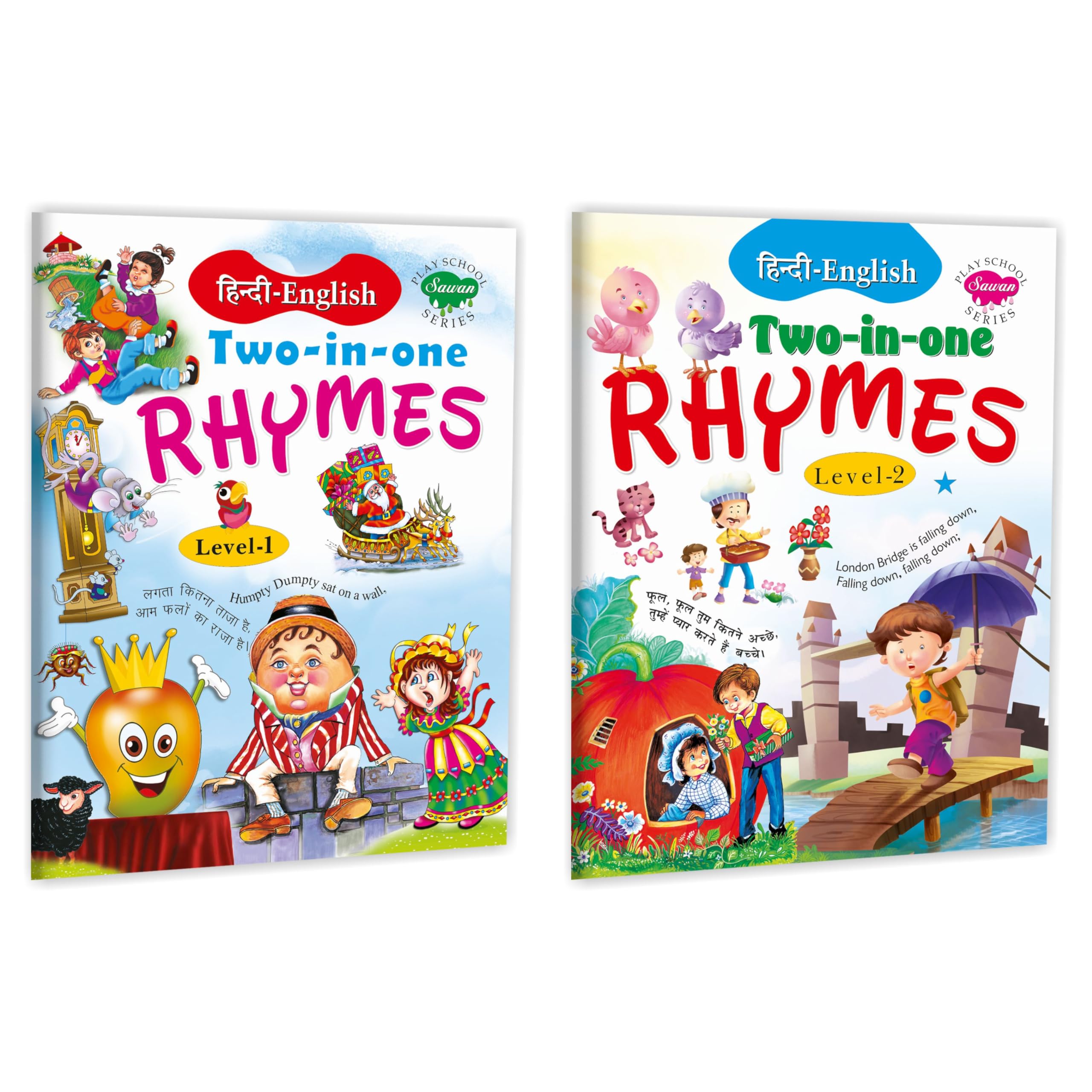 Set Of 2 Hindi And English Rhymes (Hindi English Two In One Rhymes1, Hindi English Two In One Rhymes2)