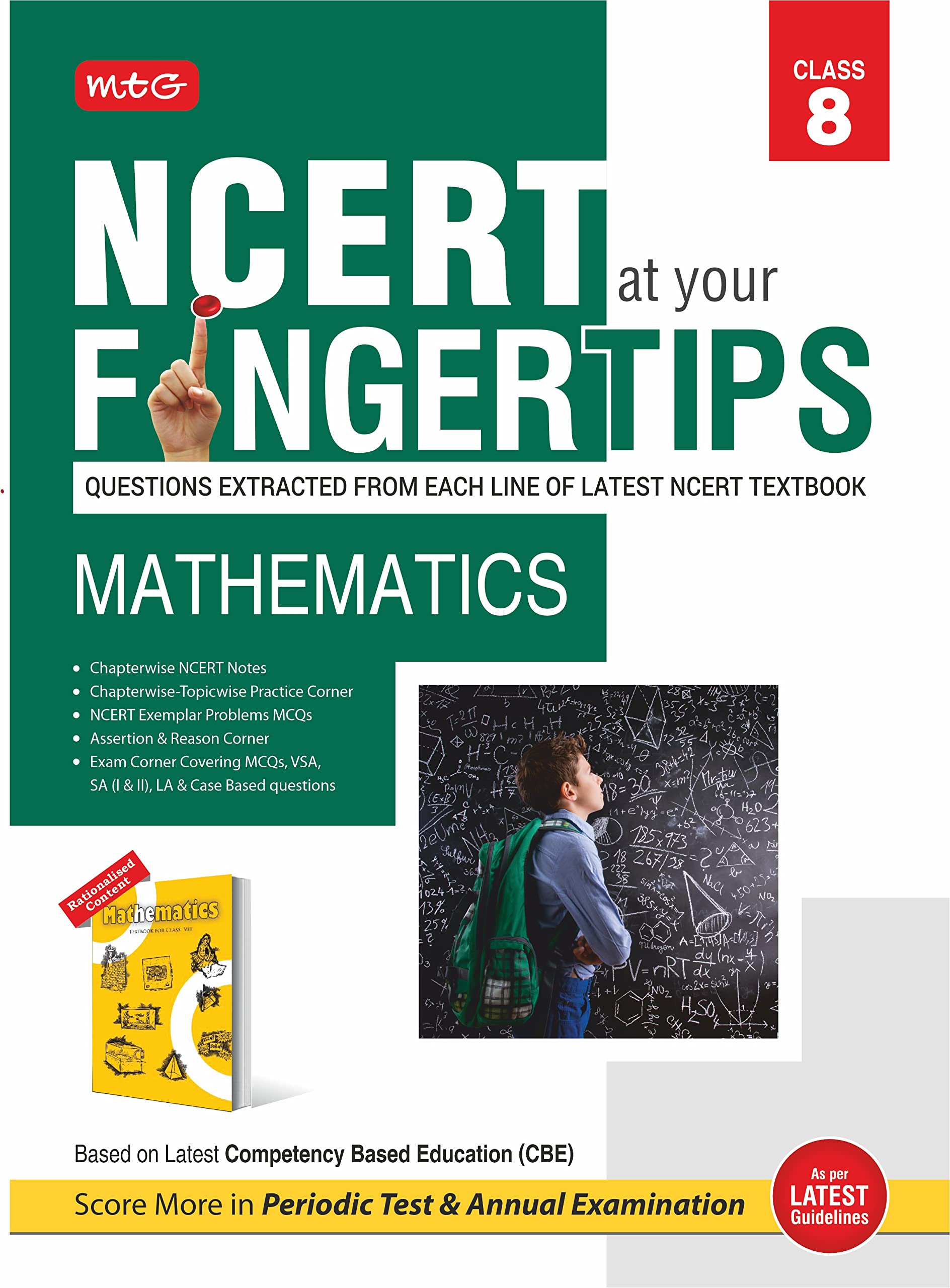 MTG NCERT at your Fingertips Class 8 Mathematics  Chapterwise Topicwise Practice Corner, NCERT Notes & Exemplar Problems MCQs, 