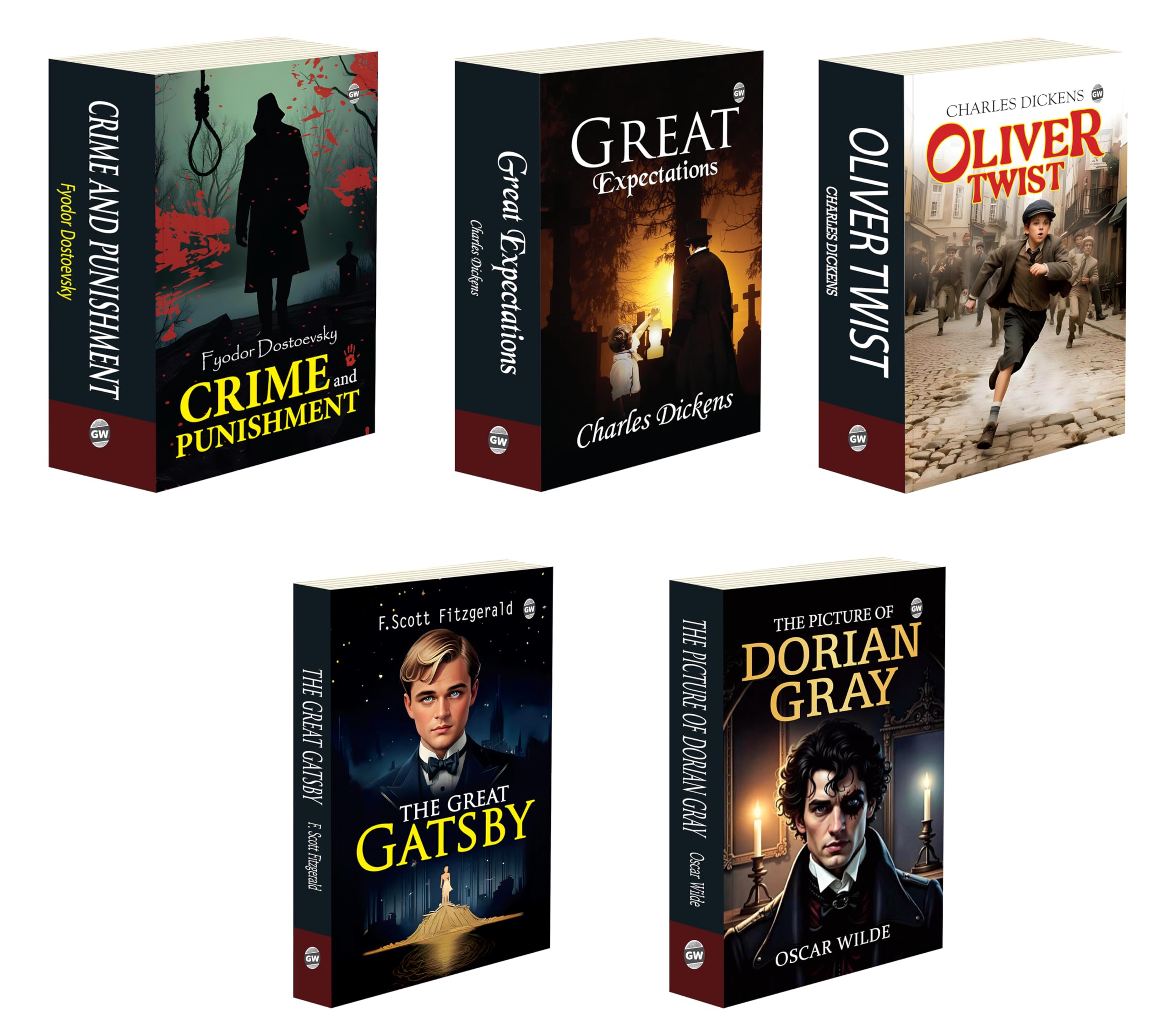 Oliver Twist, Great Expectations, The Picture of Dorian Gray, The Great Gatsby & Crime and Punishment (Paperback) : Classic Mast