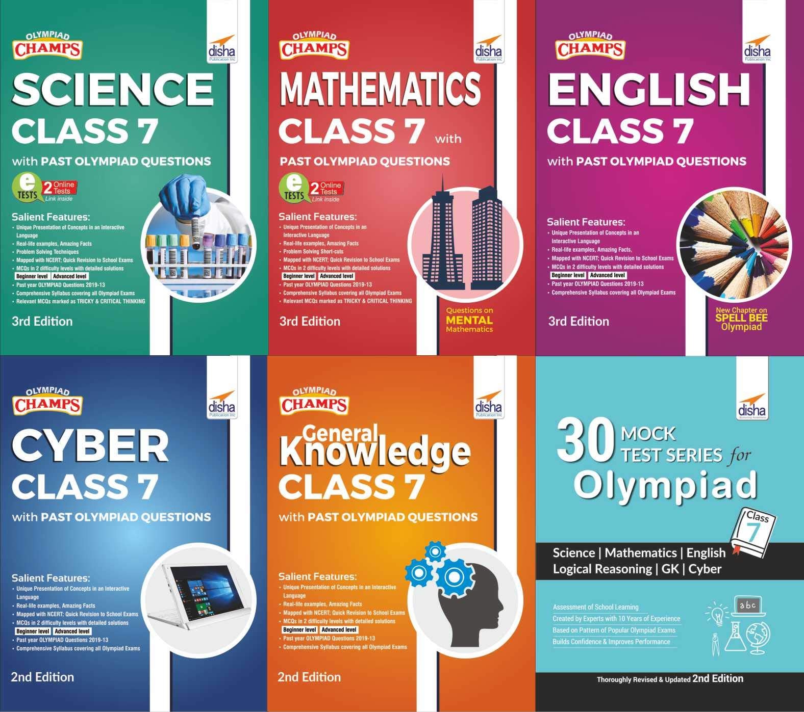 Olympiad Champs Science, Mathematics, English, Cyber & Gk Class 7 With 30 Mock Tests (Set Of 6 Books) 2Nd Edition