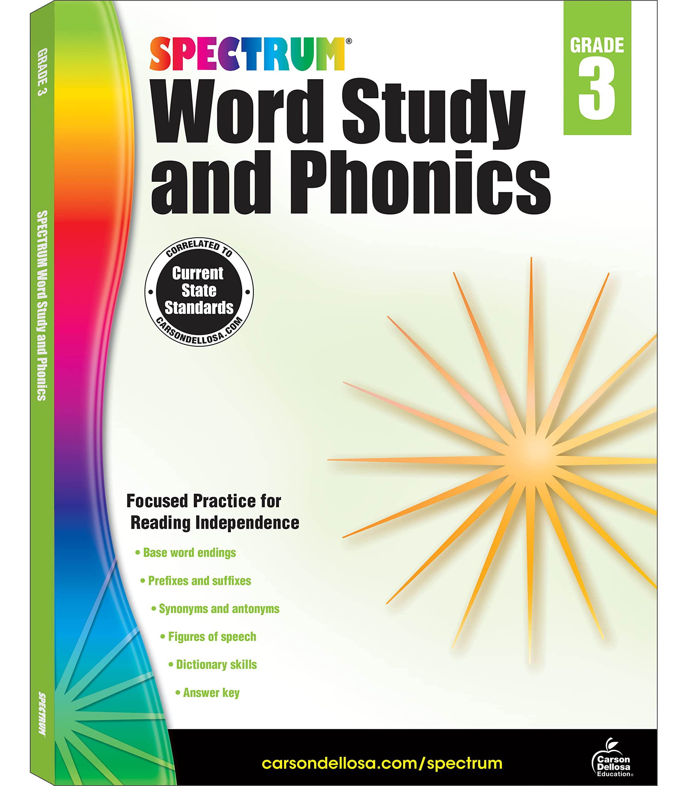 Spectrum Word Study 3rd Grade Workbook, Ages 8 to 9, Grade 3 Word Study, Phonics, Blends and Diagraphs, Vocabulary Builder, Dict
