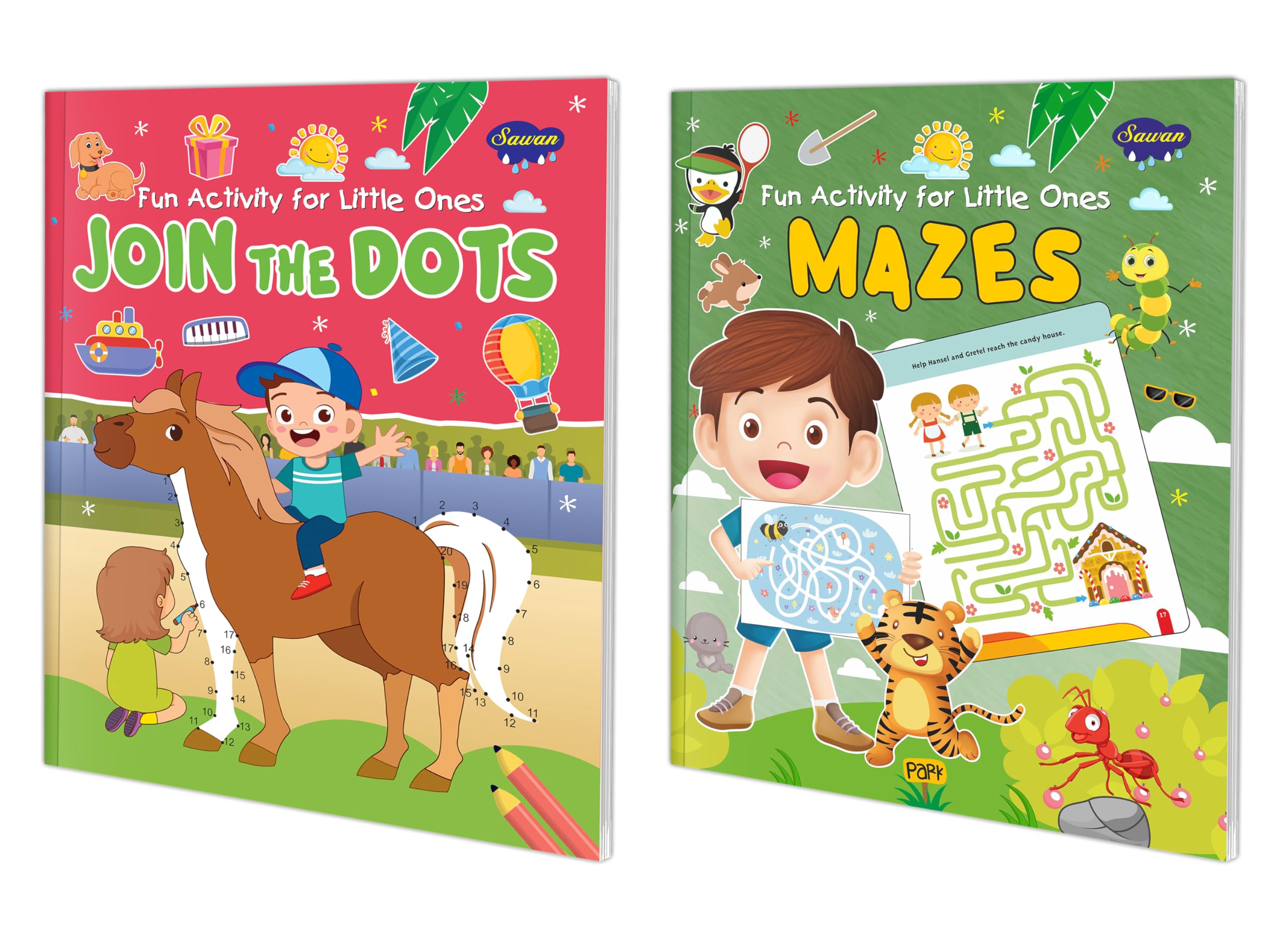 Dots and Mazes fun learning book for little one : Children learning book, Kids activity book, Fun learning book | Pack of 2 acti