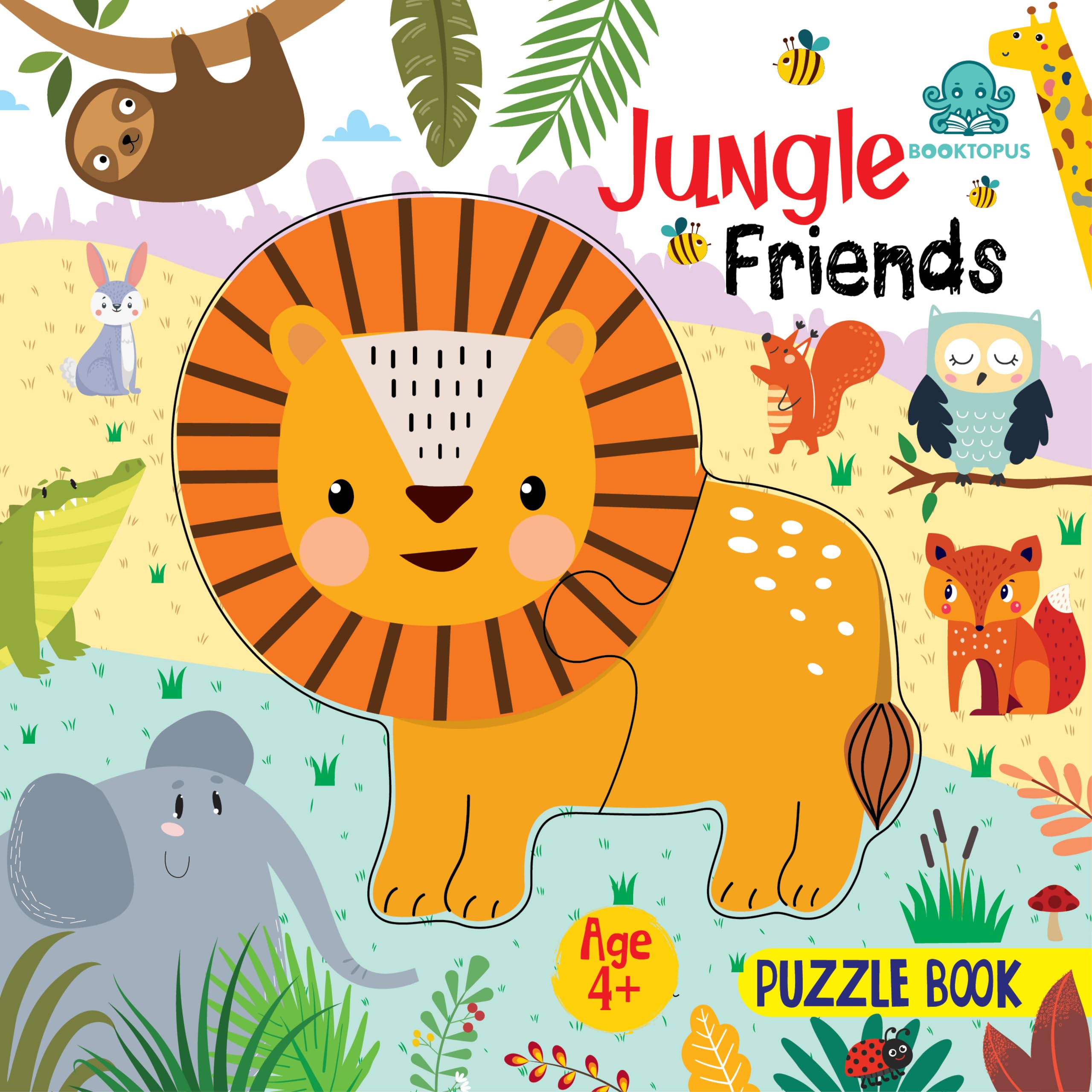 Booktopus Square Puzzle Board Book  Jungle Friends Learning Puzzle With Easy Grip Pieces  Educational Toys For Kids 4+ Years 