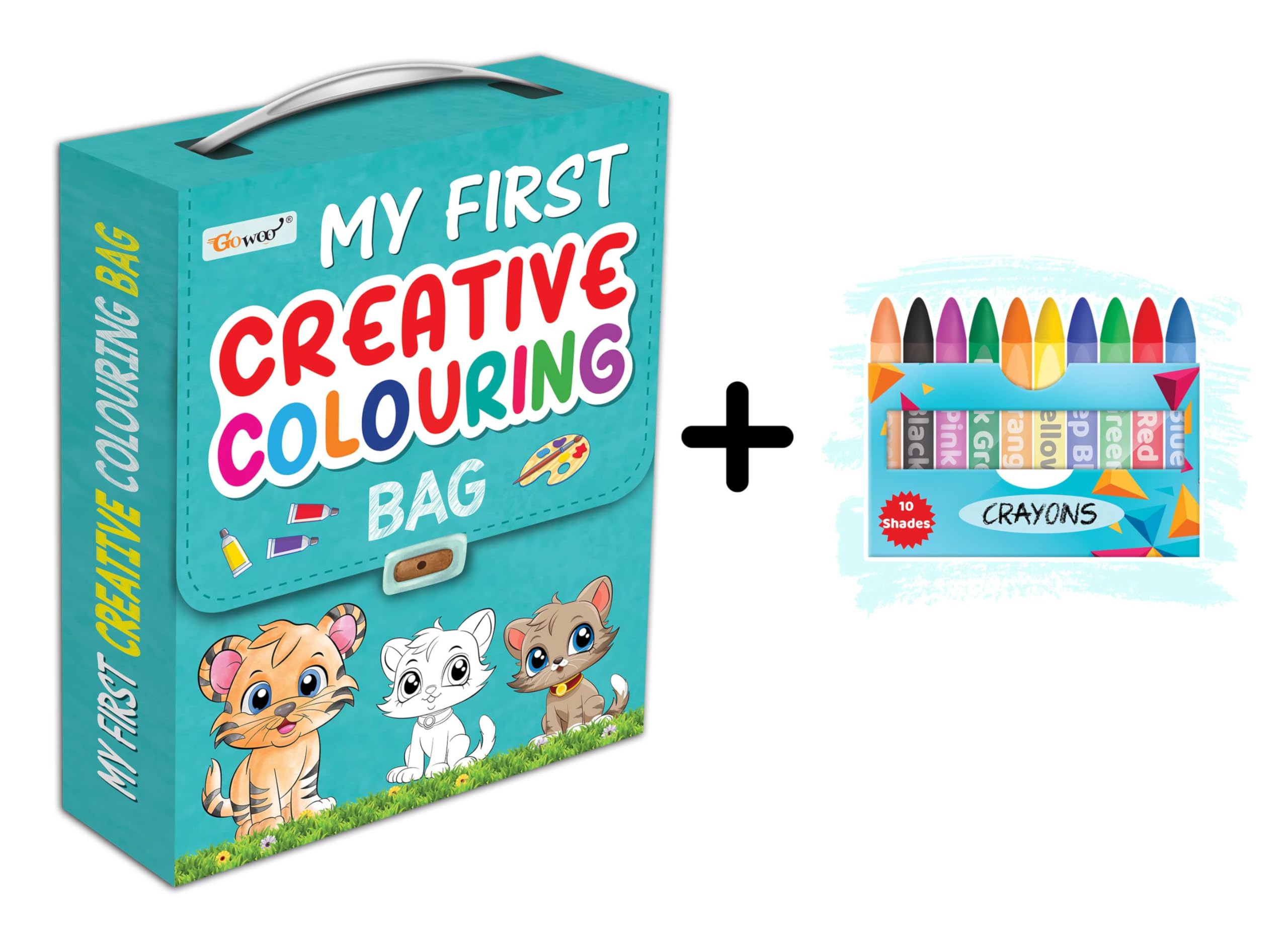 My first Creative colouring bag and 10 WAX CRAYONS : Coloring book collection, My first colouring book, Learning coloring kit, C