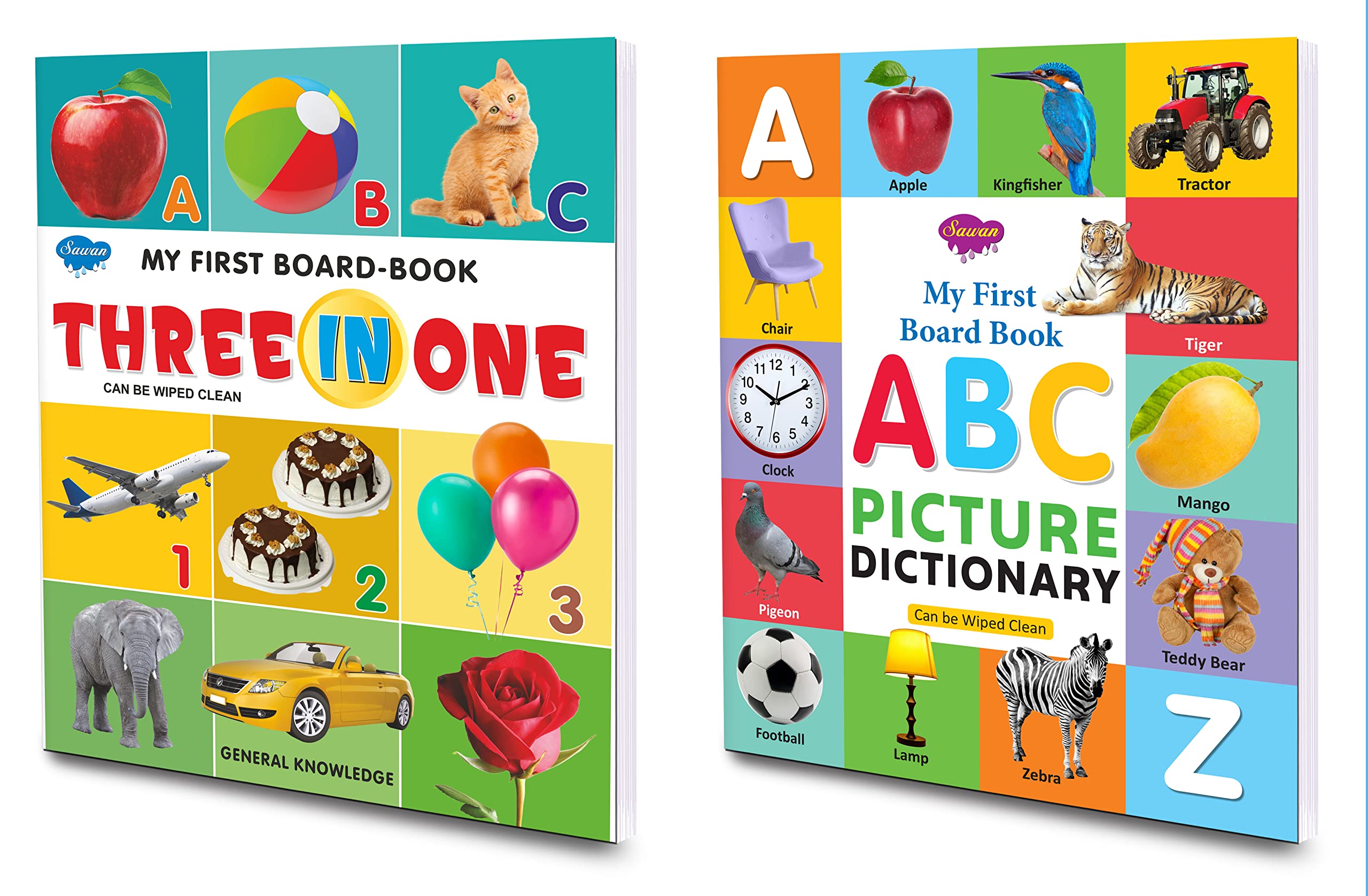 Sawan My First Board Book Of 3 In 1 And My First Board Book Of Abc Picture Dictionary | Pack Of 2 Board Books