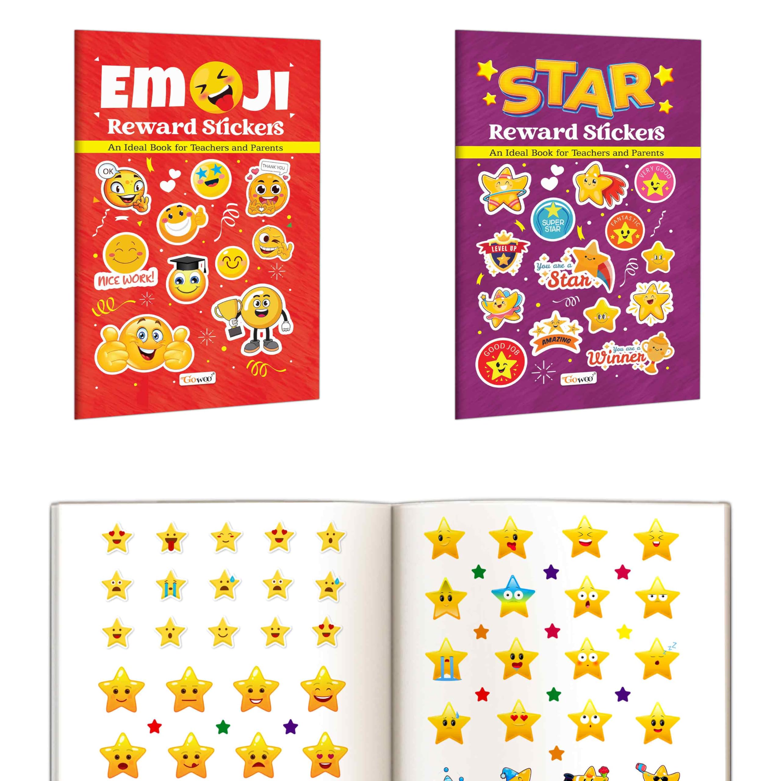 Emoji Reward Stickers and Star Reward Stickers : teacher classroom supplies, kids achievement motivation, colourful sticker set