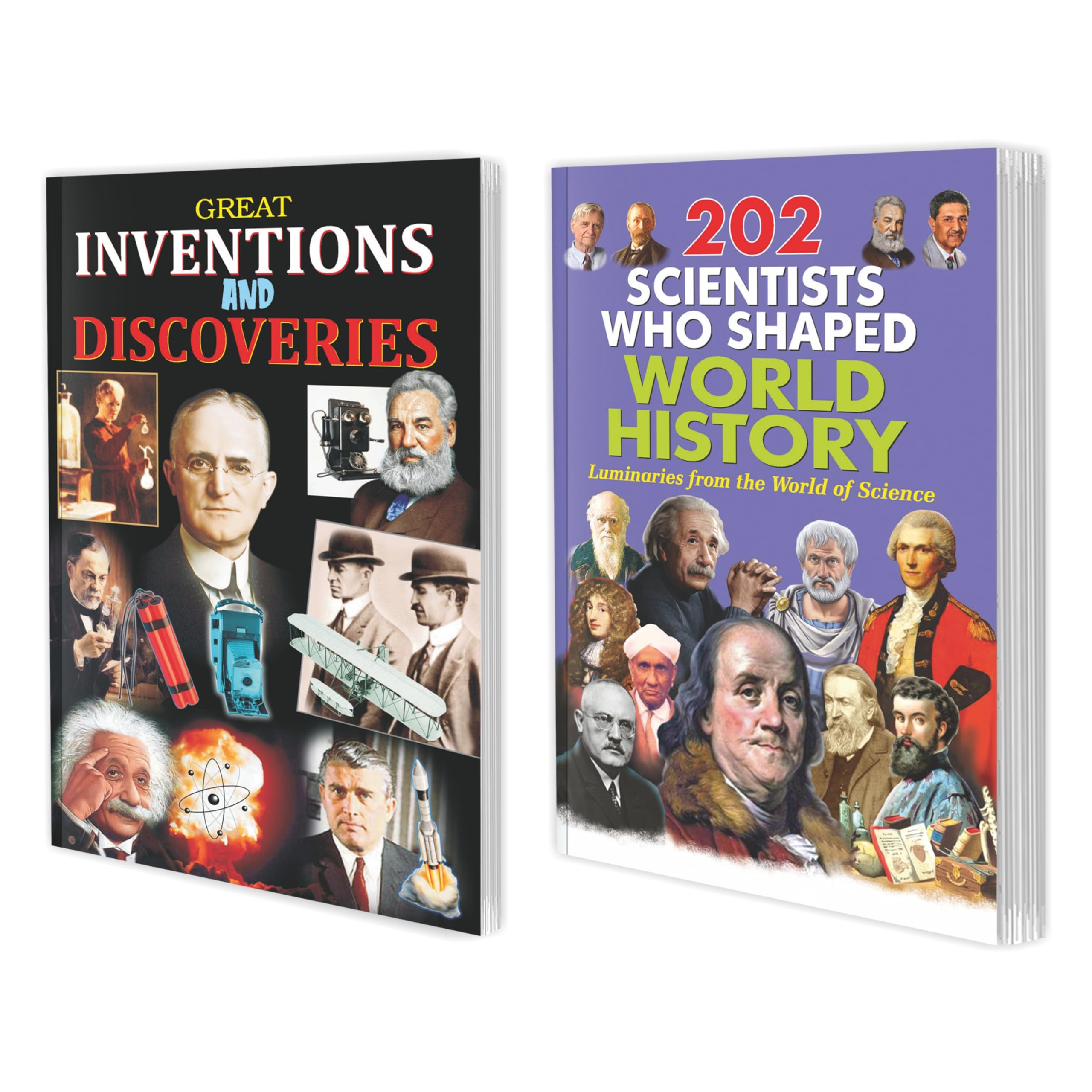 Biographies Of Famous Scientists | Set Of 2 Books | Great Inventions And Discoveries And 202 Scientists Who Shaped World History