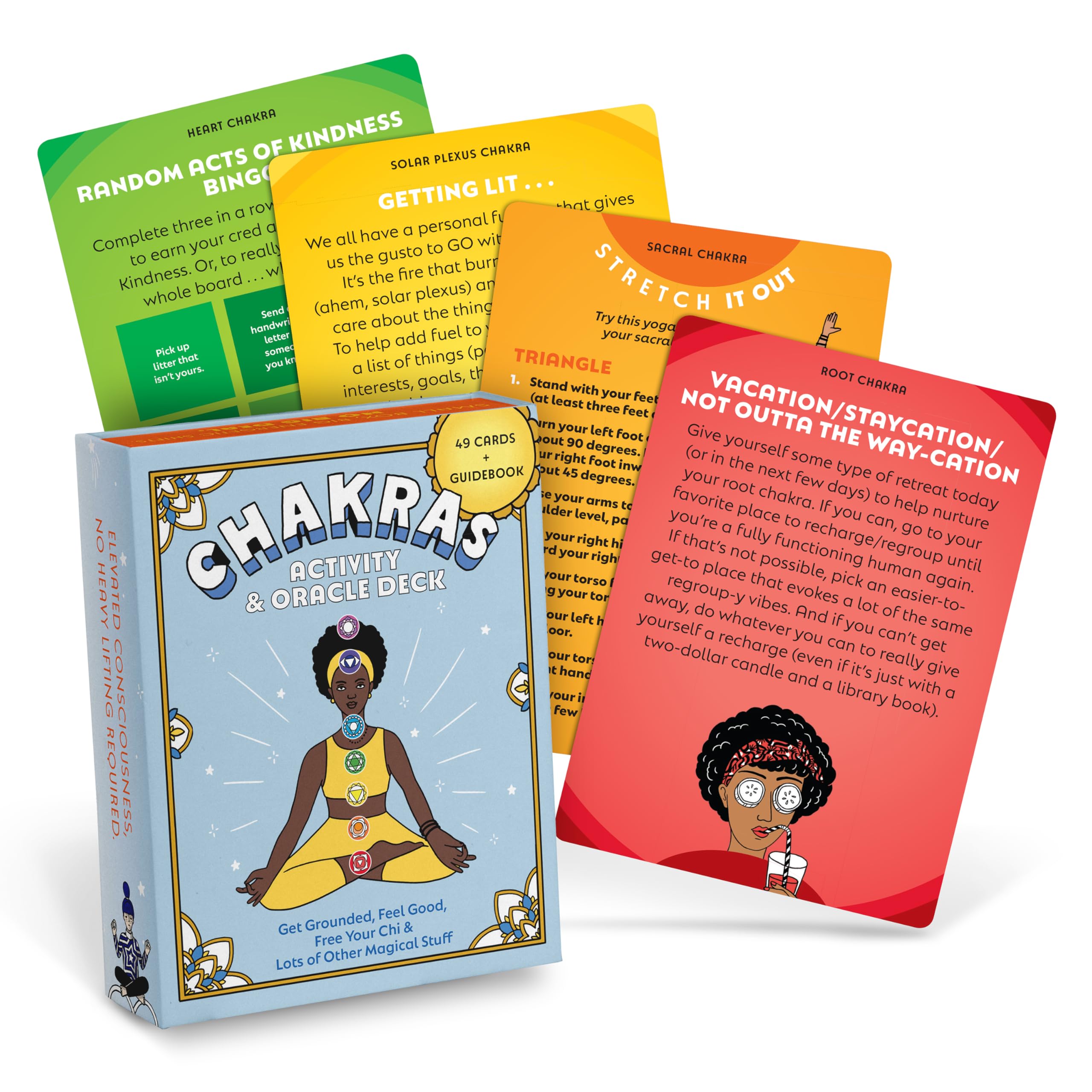 Chakras Activity & Oracle Deck: 50 Oracle Cards With Guidebook To Get Grounded, Feel Good, Free Your Chi & Lots Of Other Magical