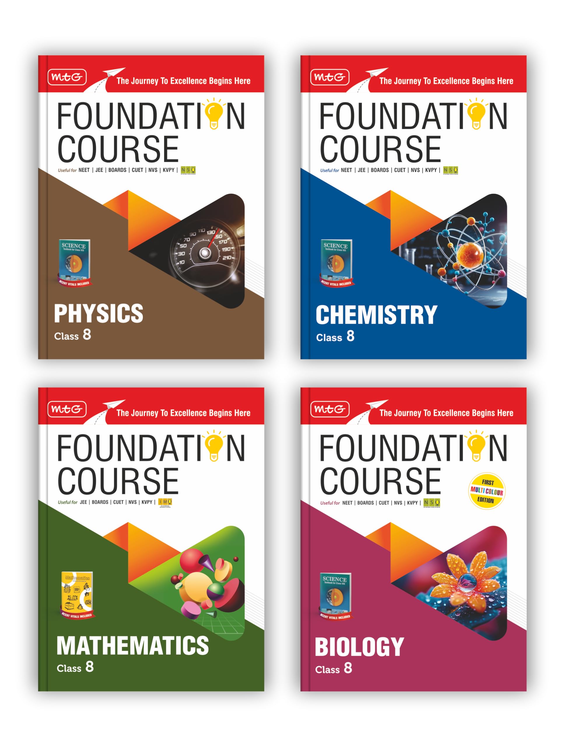 MTG Foundation Course Class 8 Physics, Chemistry, Mathematics & Biology Book (Edition 2025) (Set of 4 Books) For IIT JEE, NEET, 