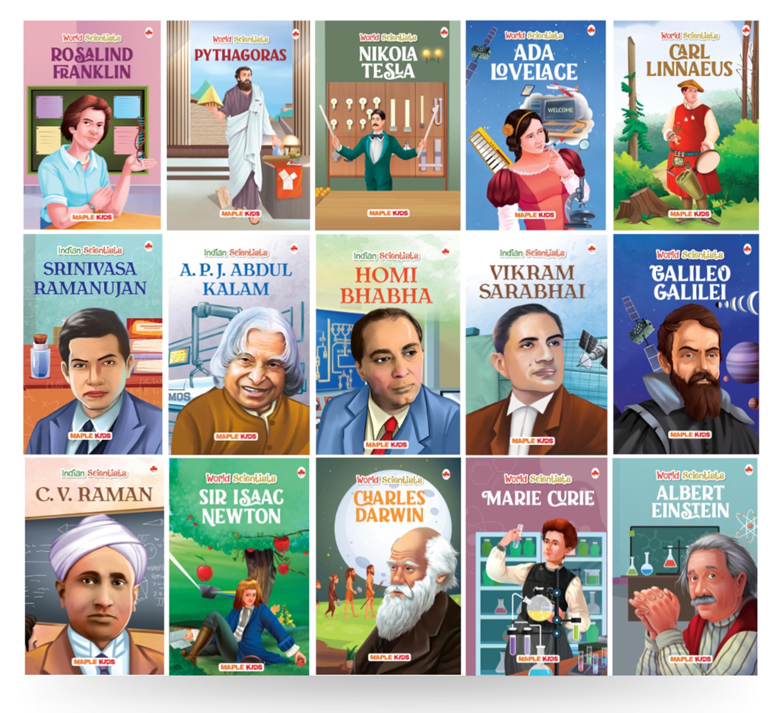 Story Books for Kids (Set of 15 Books) (Illustrated)  Scientists  Biographies for Children  Einstein, Newton, CV Raman, Homi 