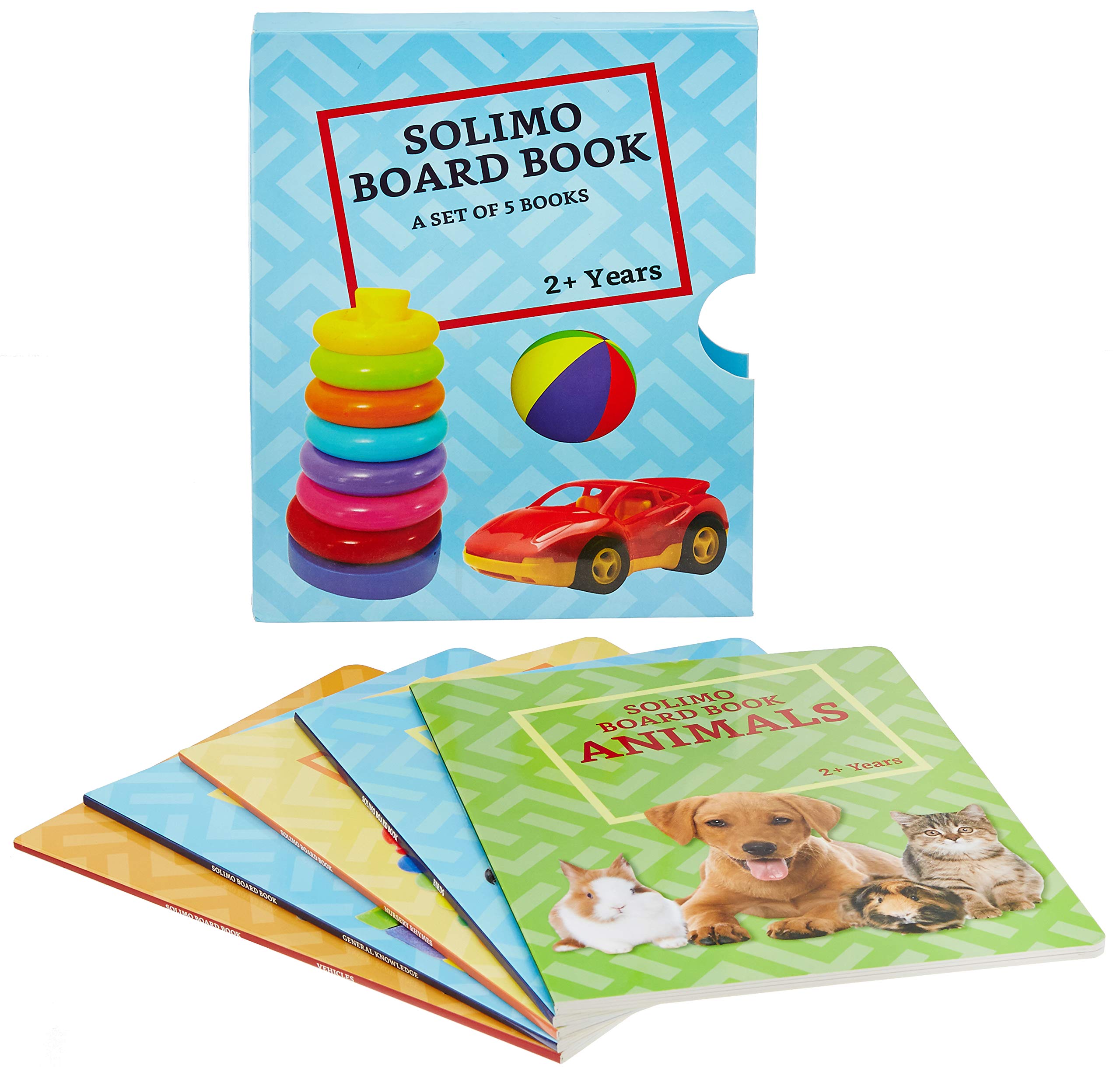 Amazon Brand  Solimo Long Board Book, Set Of 5 (Animals, Birds, Vehicles, General Knowledge, Nursery Rhymes)