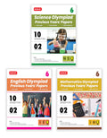MTG Class6 IMONSOIEO Olympiad 10 Previous Years Papers (20242020 Set A & B) Mathematics, Science & English (Set of 3 Books) 