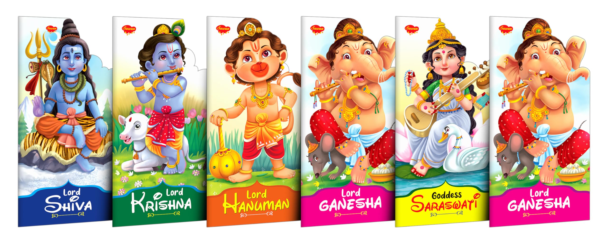 Lord Shiva, Krishna, Hanuman, Ganesha, Saraswati And Lakshmi In English : Diecut shape books for children, Mythological storie
