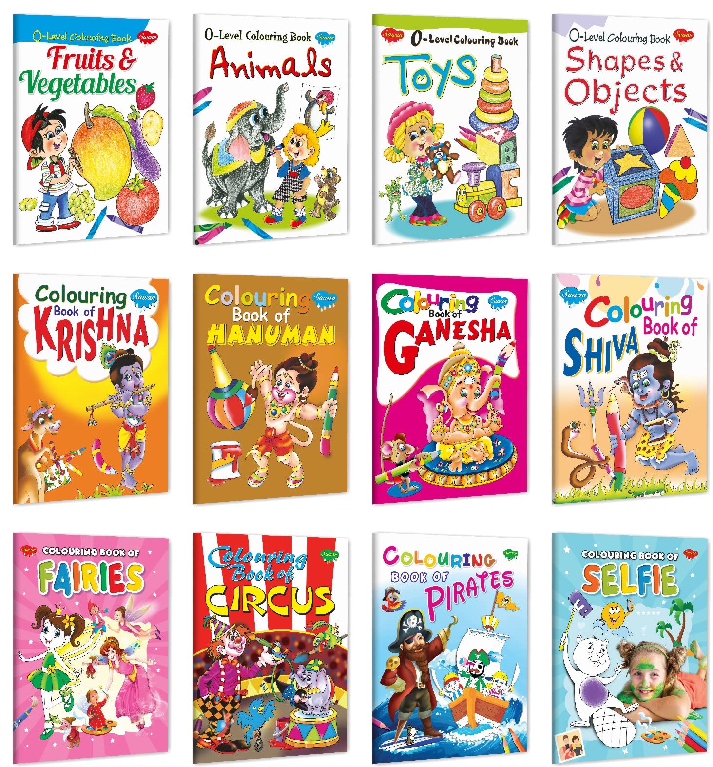 Colouring Books For Kids: Pack Of 12 Copy Colour Books For Children Paperback | Super Jumbo Combo For Collecters And Library Col