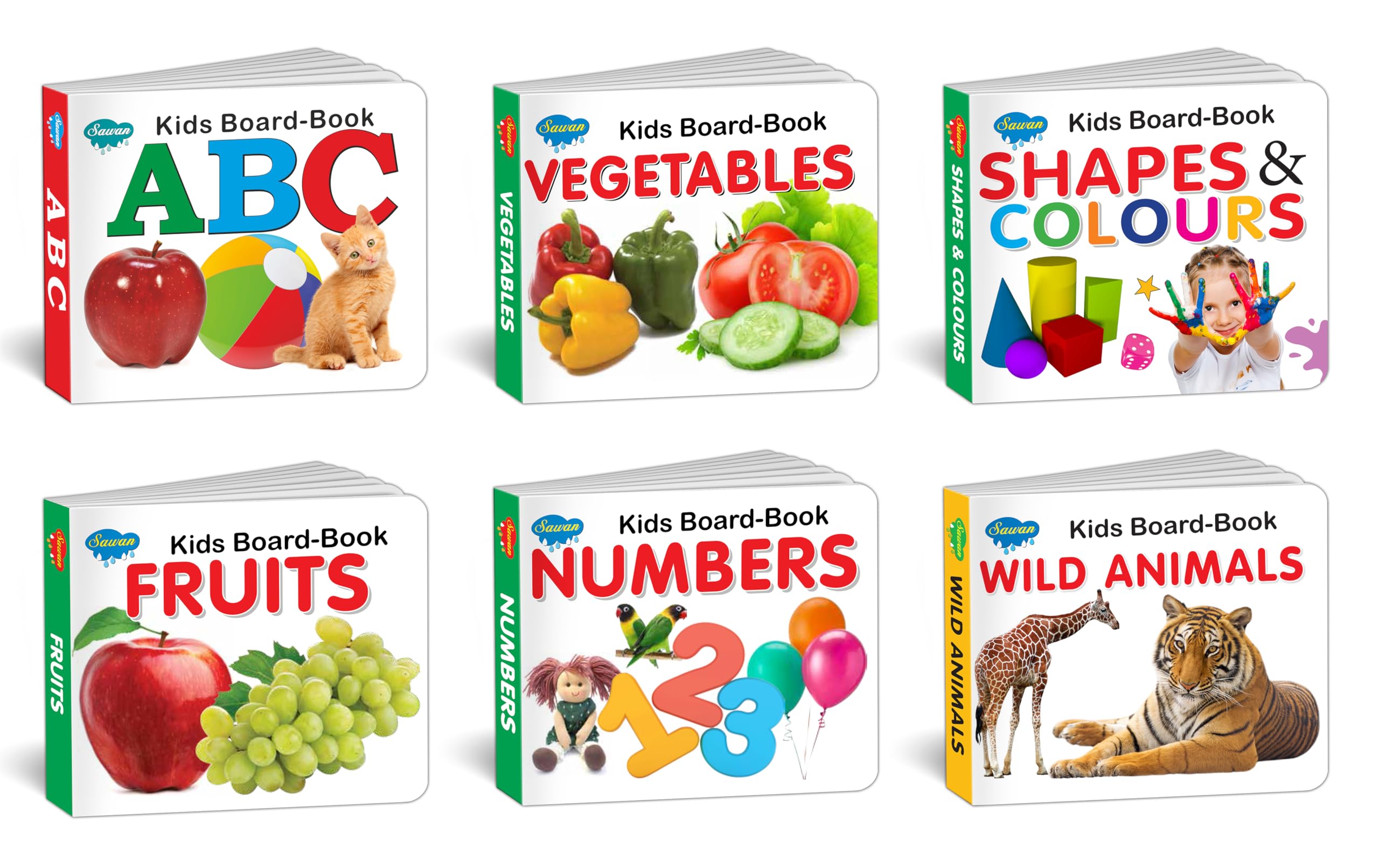 Early Learning Little Library Kids Children Baby Books Set For 1 Year Old to 3 Year Old , Set of 6 Books  Alphabets, Fruits, Ve