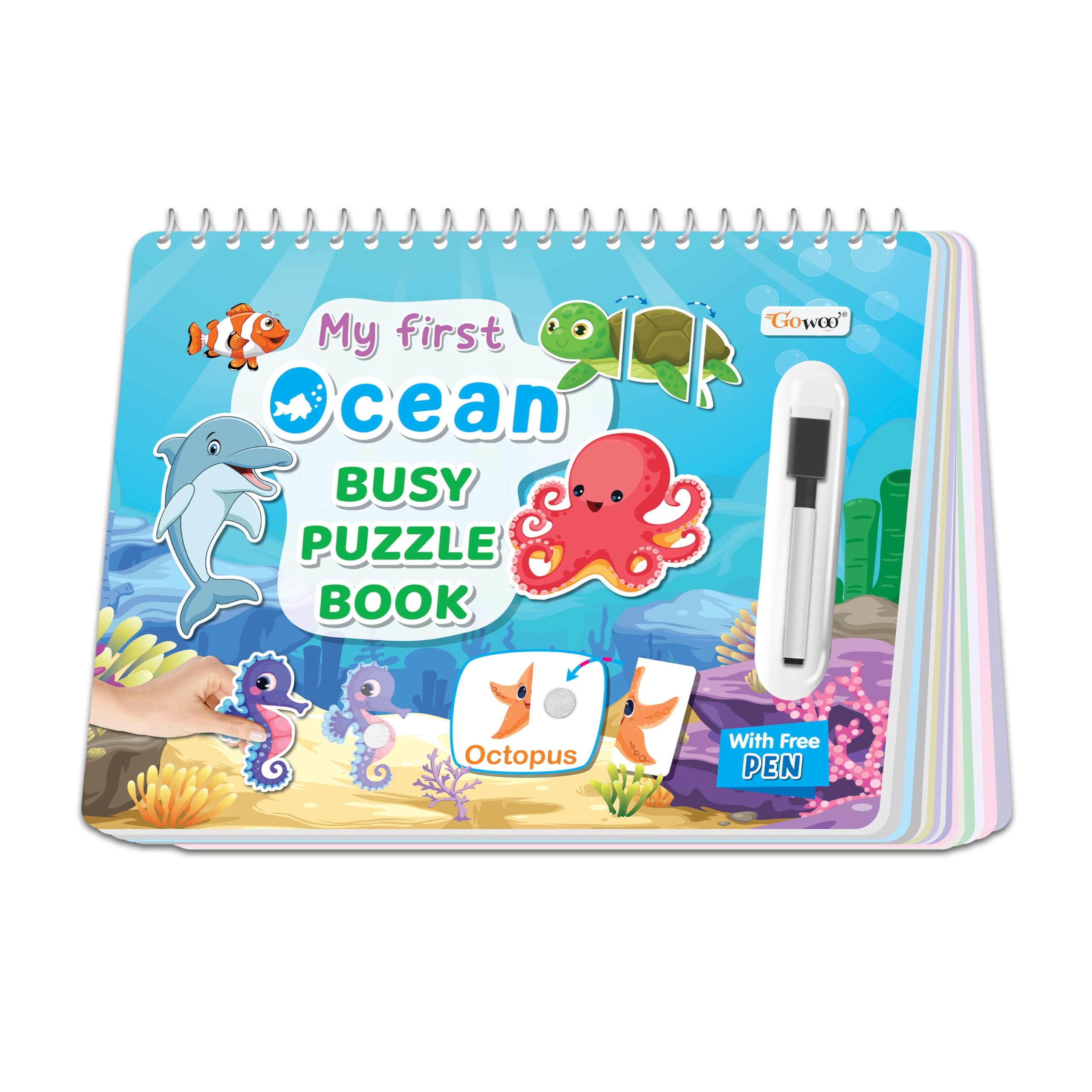 My First Ocean Busy Puzzle Book: Children activity binder book, Early learning book, Spiral binding, Montessori Book with hook a