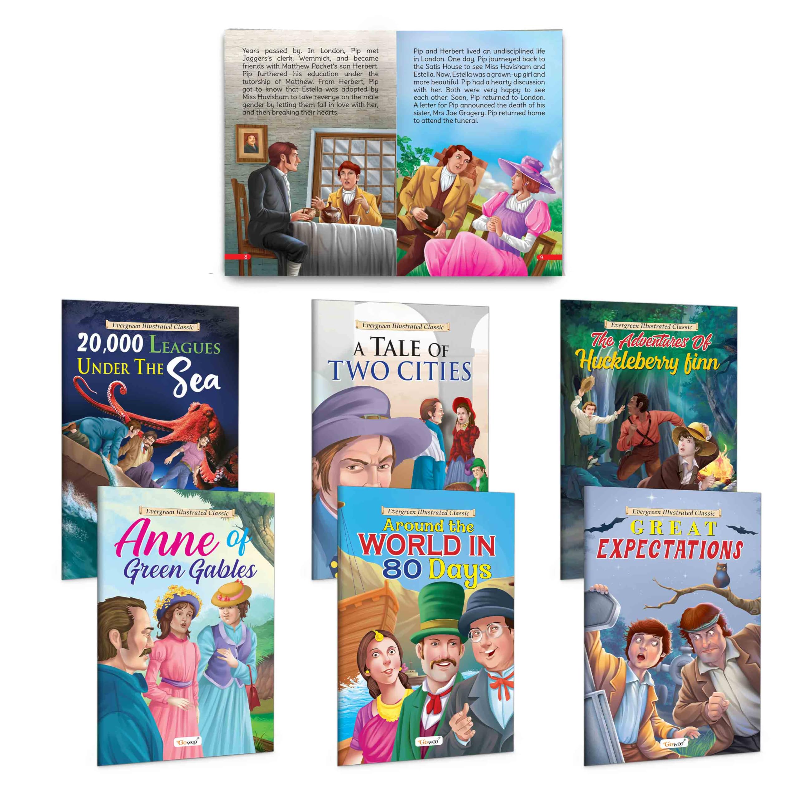 Timeless Childrens Adventure Story Books  20,000 Leagues Under the Sea, The Adventures of Huckleberry Finn, A Tale of Two Citie