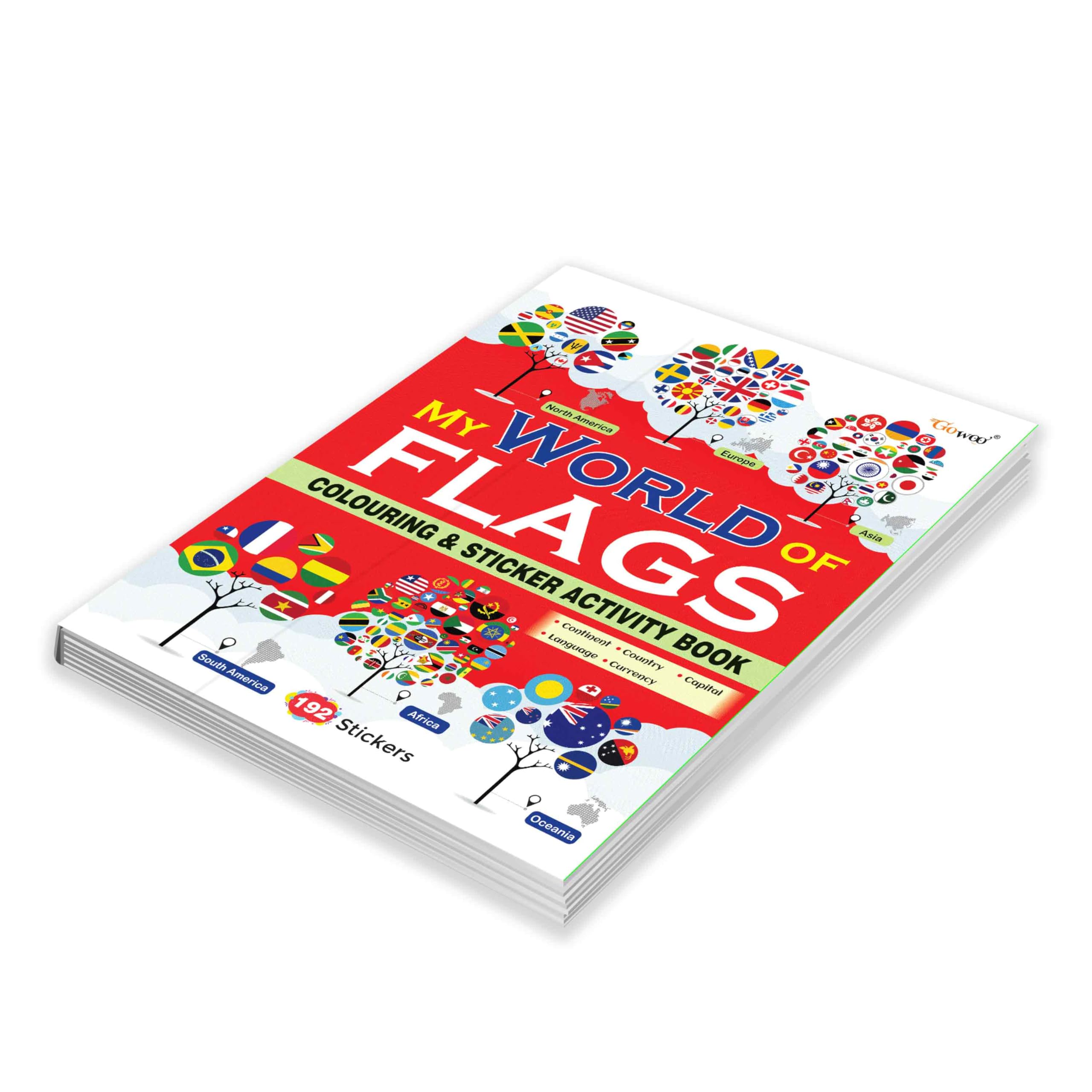 My World of Flags (Sticker Colouring Activity Book) : Fun Colouring and Activity Book for Kids, world flags colouring book, sti