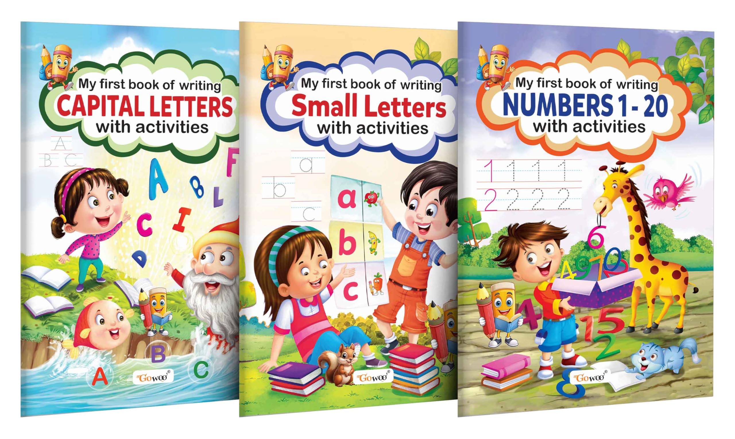 My First Book of Writing Capital Letters, Small Letters and Numbers 120 with activities : Educational writing book, Childrens
