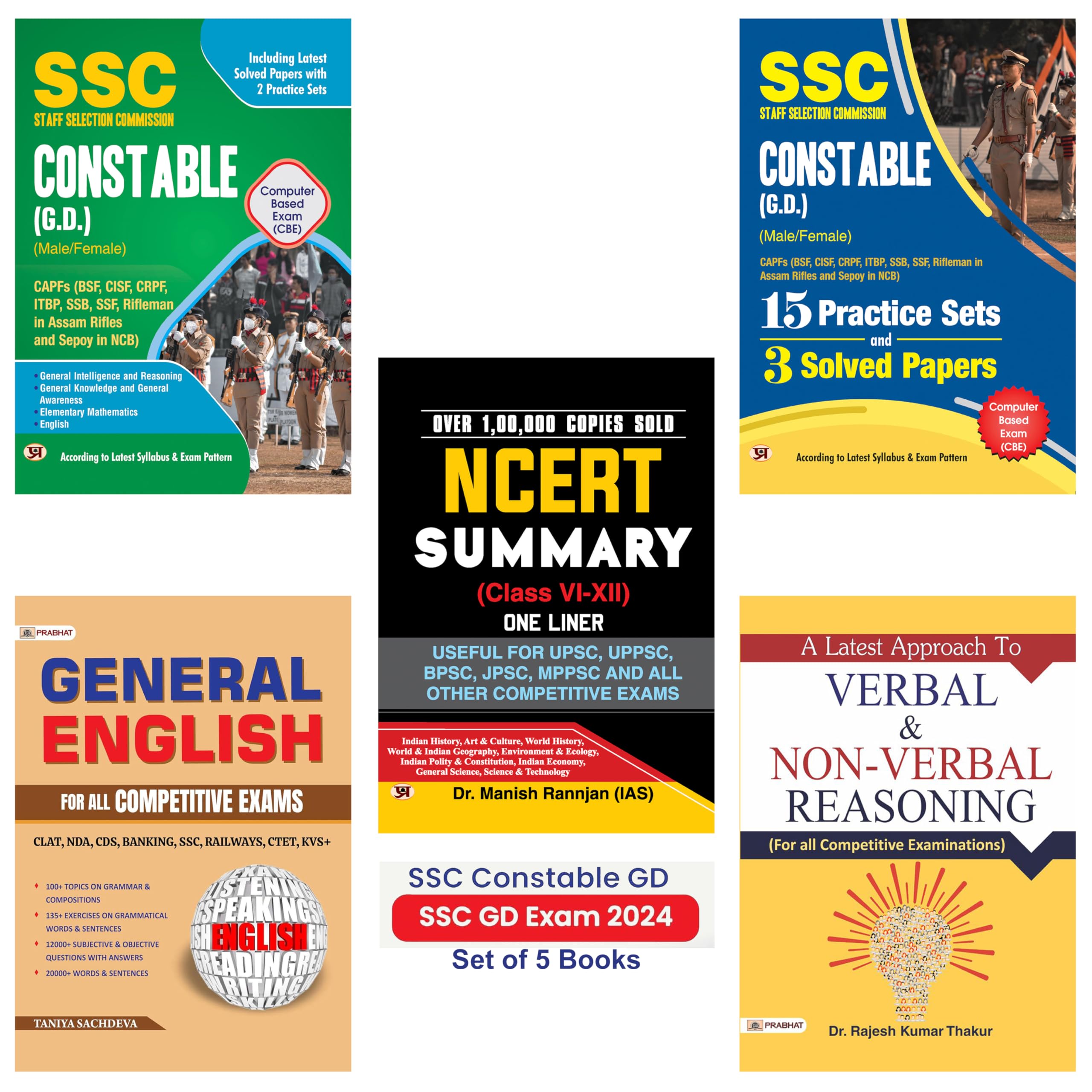 SSC GD Constable Book 2024 ( Verbal Reasoning + NCERT GK + General English Combo) Guide Book, Solved Paper & 15 Practice Sets
