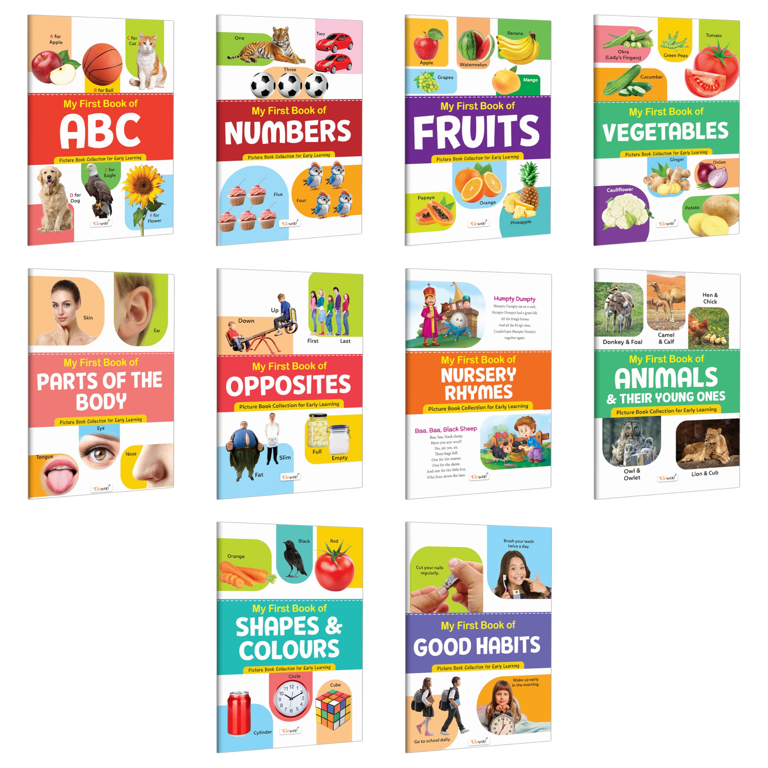 My First Book of ABC, Numbers, Fruits, Parts of the Body and more : educational book for kids, early learning book for toddlers